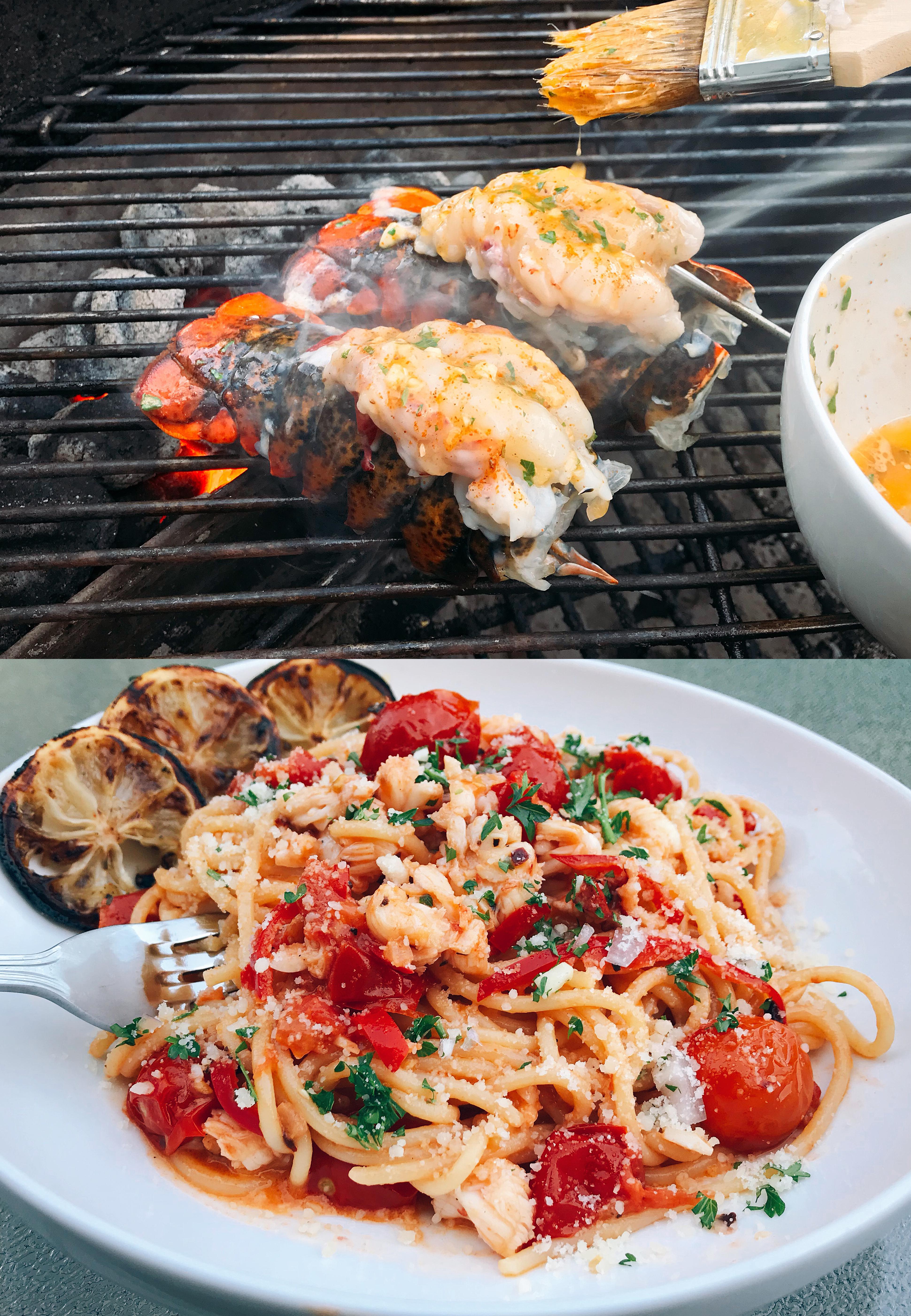 [Homemade] Spicy lobster pasta made with garlic butter basted charcoal