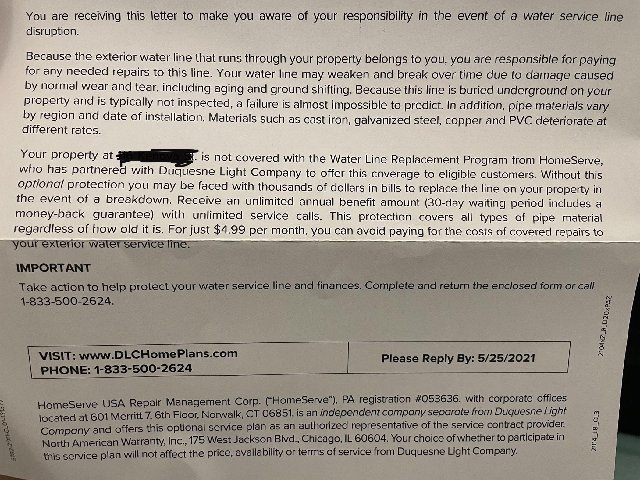 DLC is asking for 5 dollars a month for any possibly damage on my