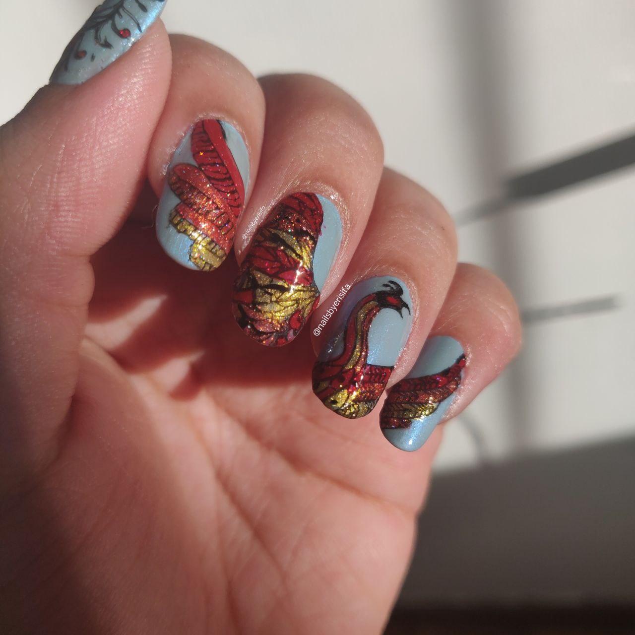Fawkes! Dumbledore's phoenix Nails