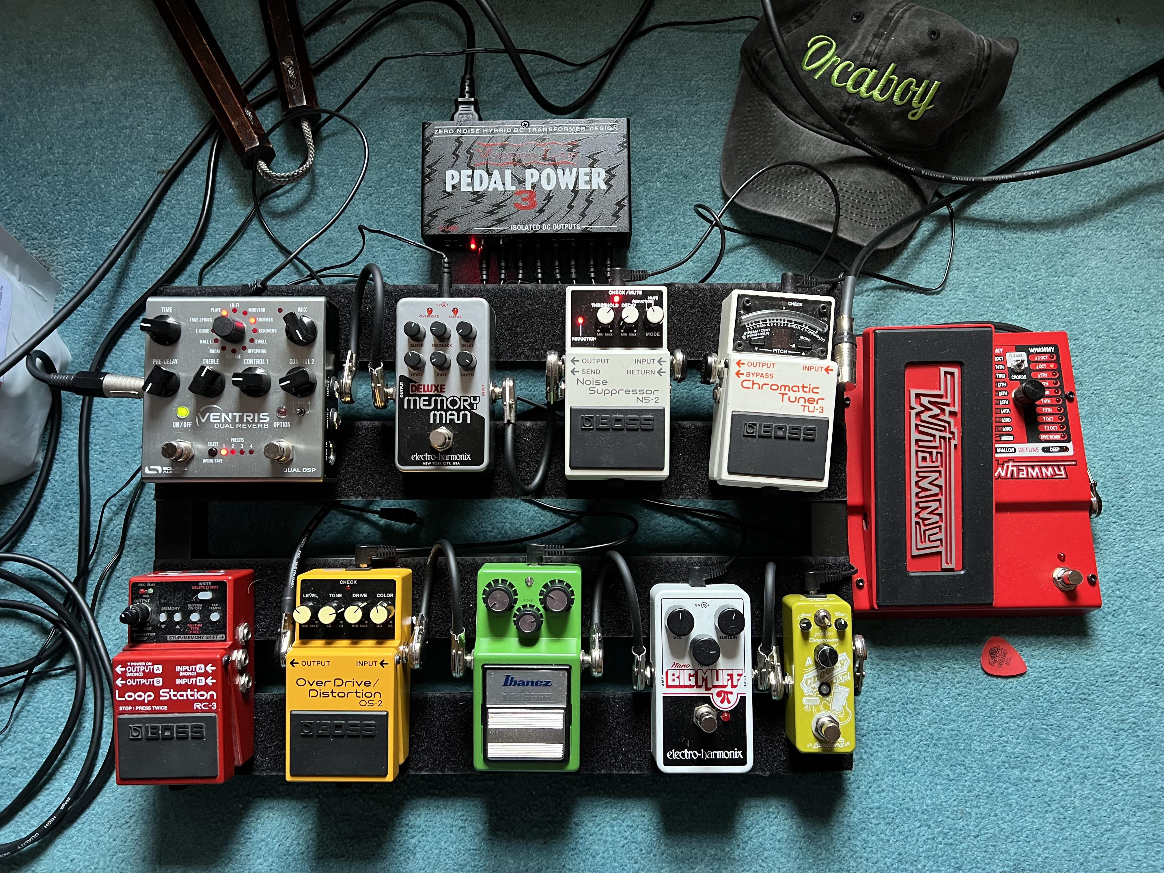 My setup in signal chain order BOSS TU3, Whammy, Landlord Cheeky