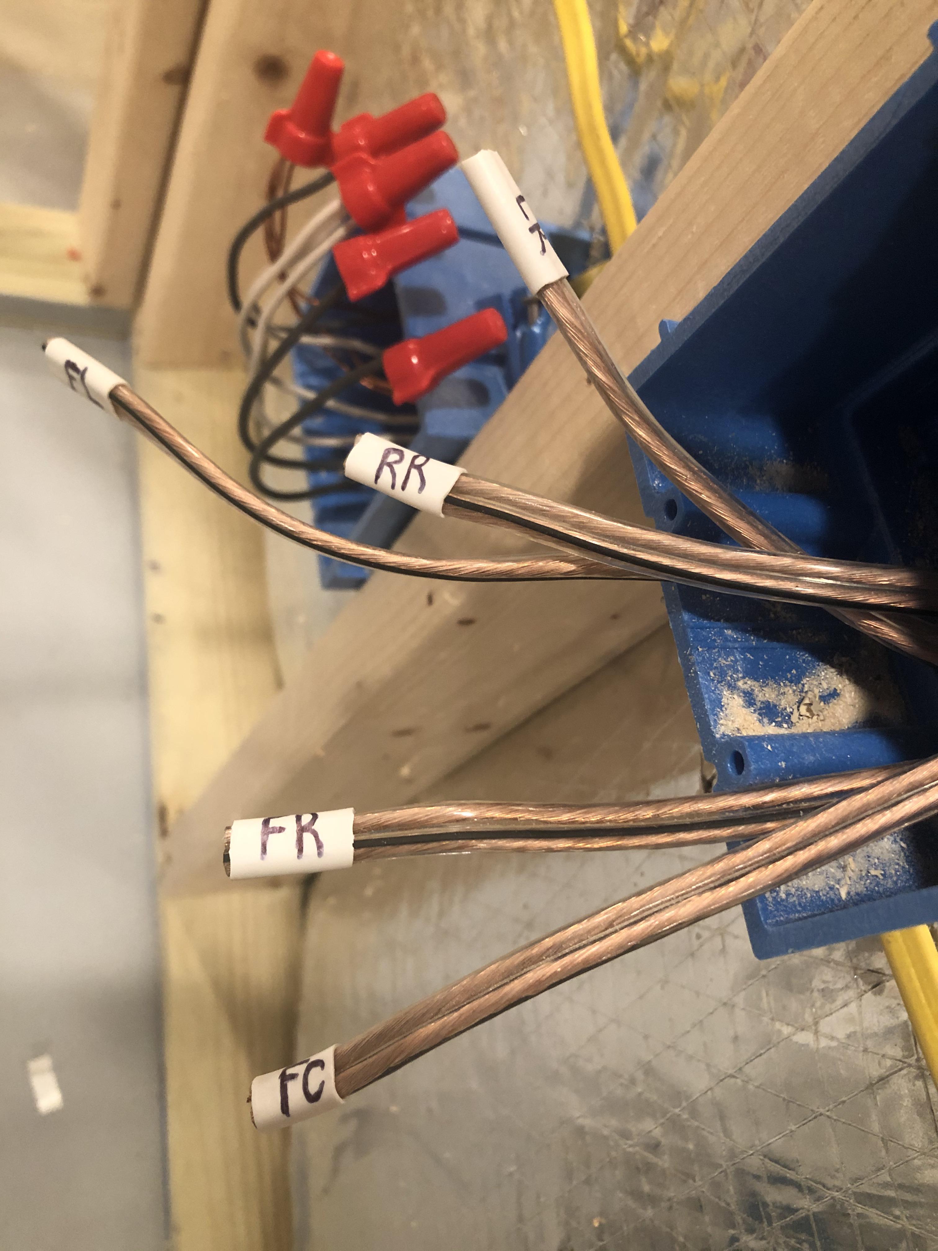 Helpful labeling tip 14/2 sheathing holds snug over 12 gauge speaker