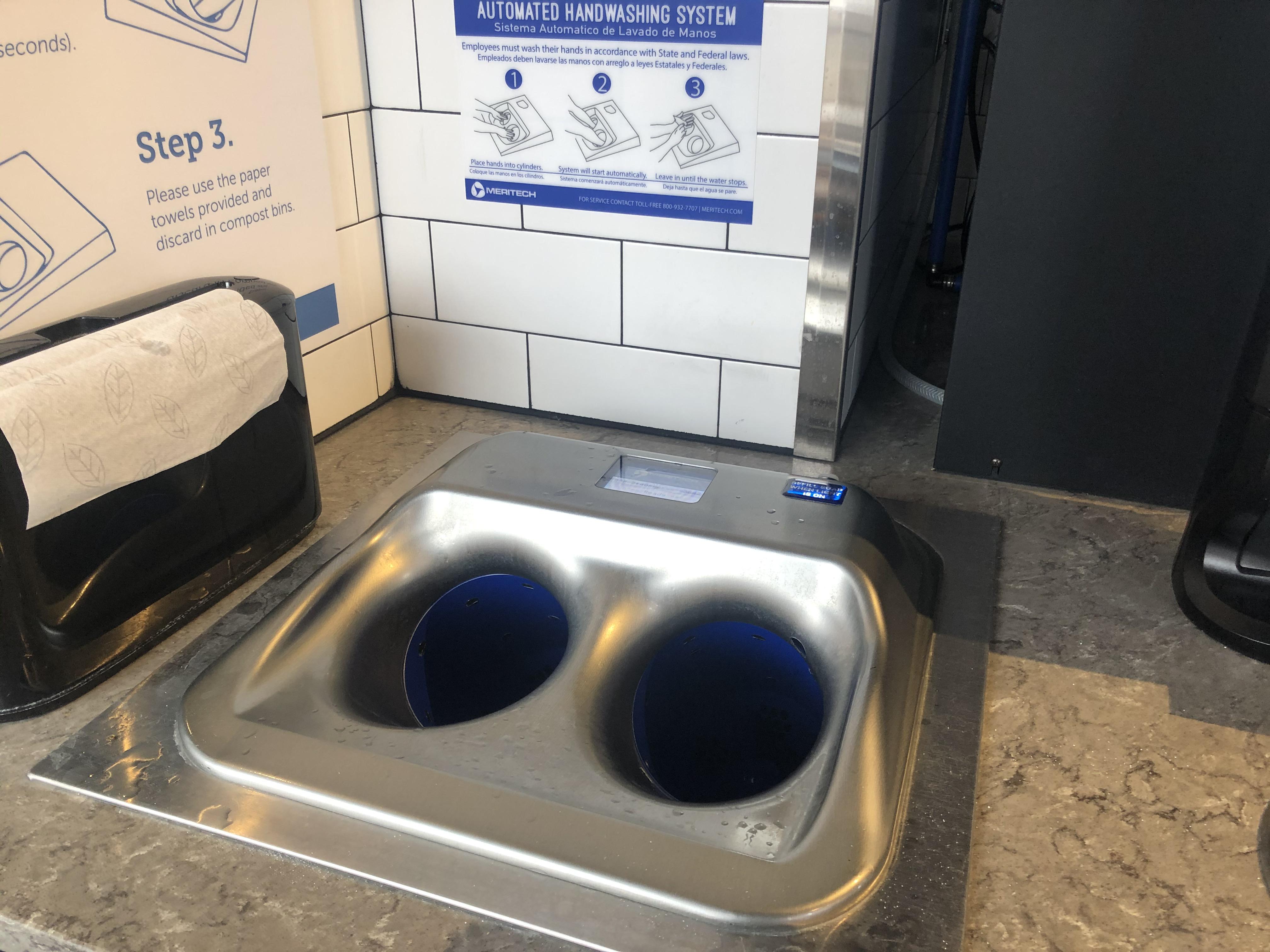 The restaurant I’m at has an automatic hand washing station. r