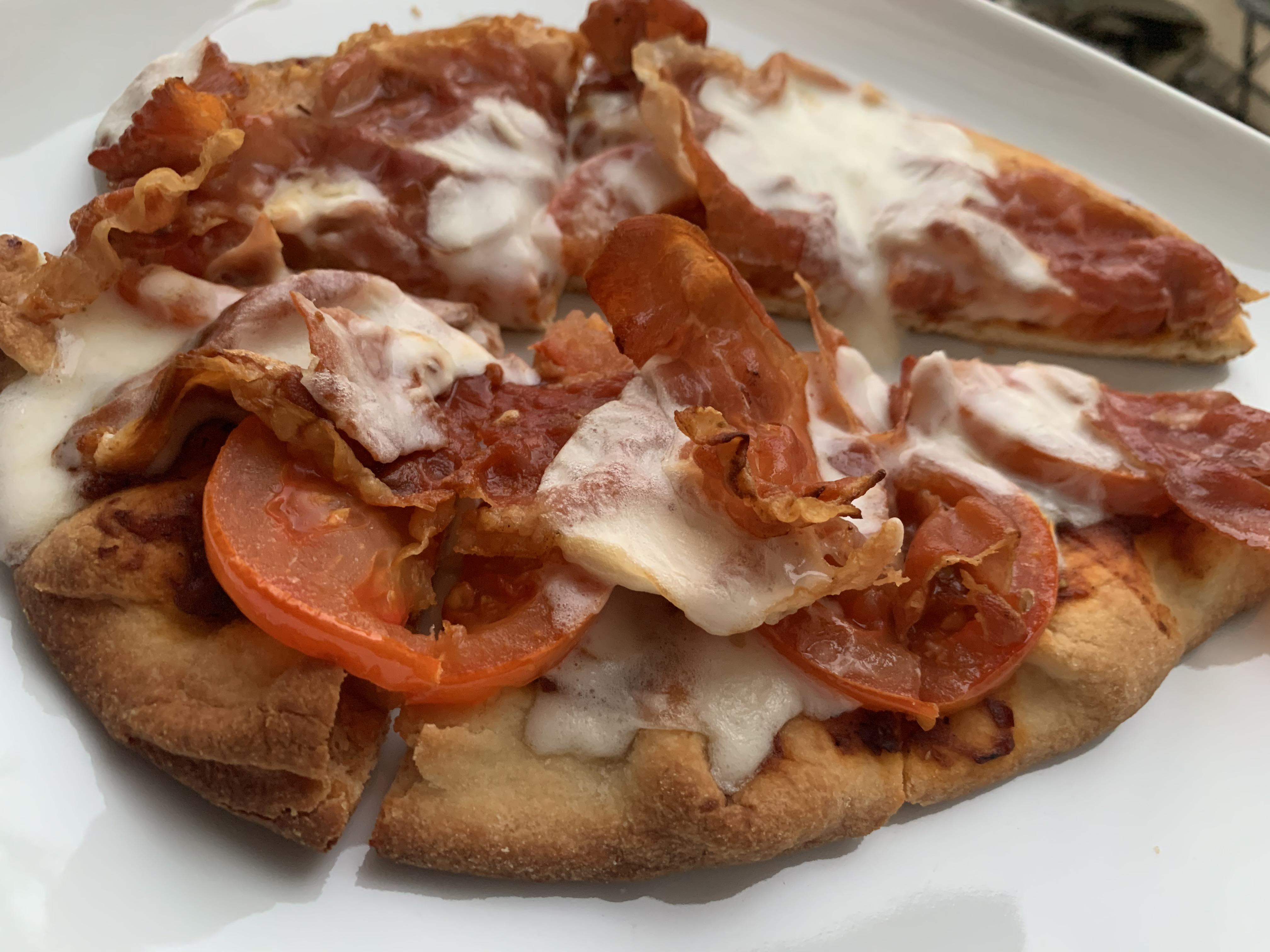 HomeChef Prosciutto and Burrata Flatbread with Tomatoes and Marinara