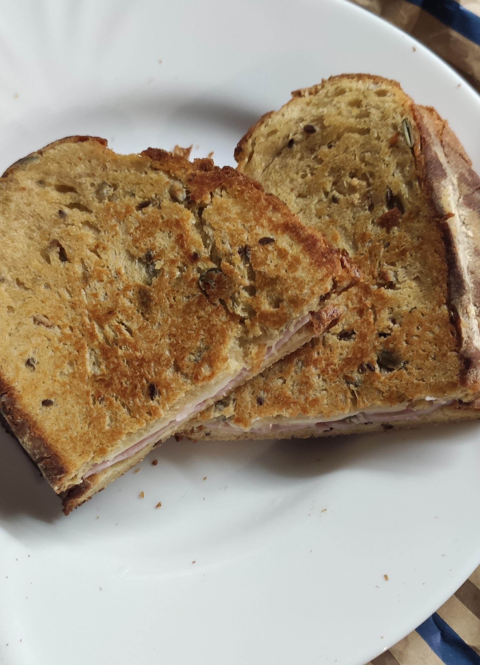 [homemade] Grilled cheese and ham sandwich r/food