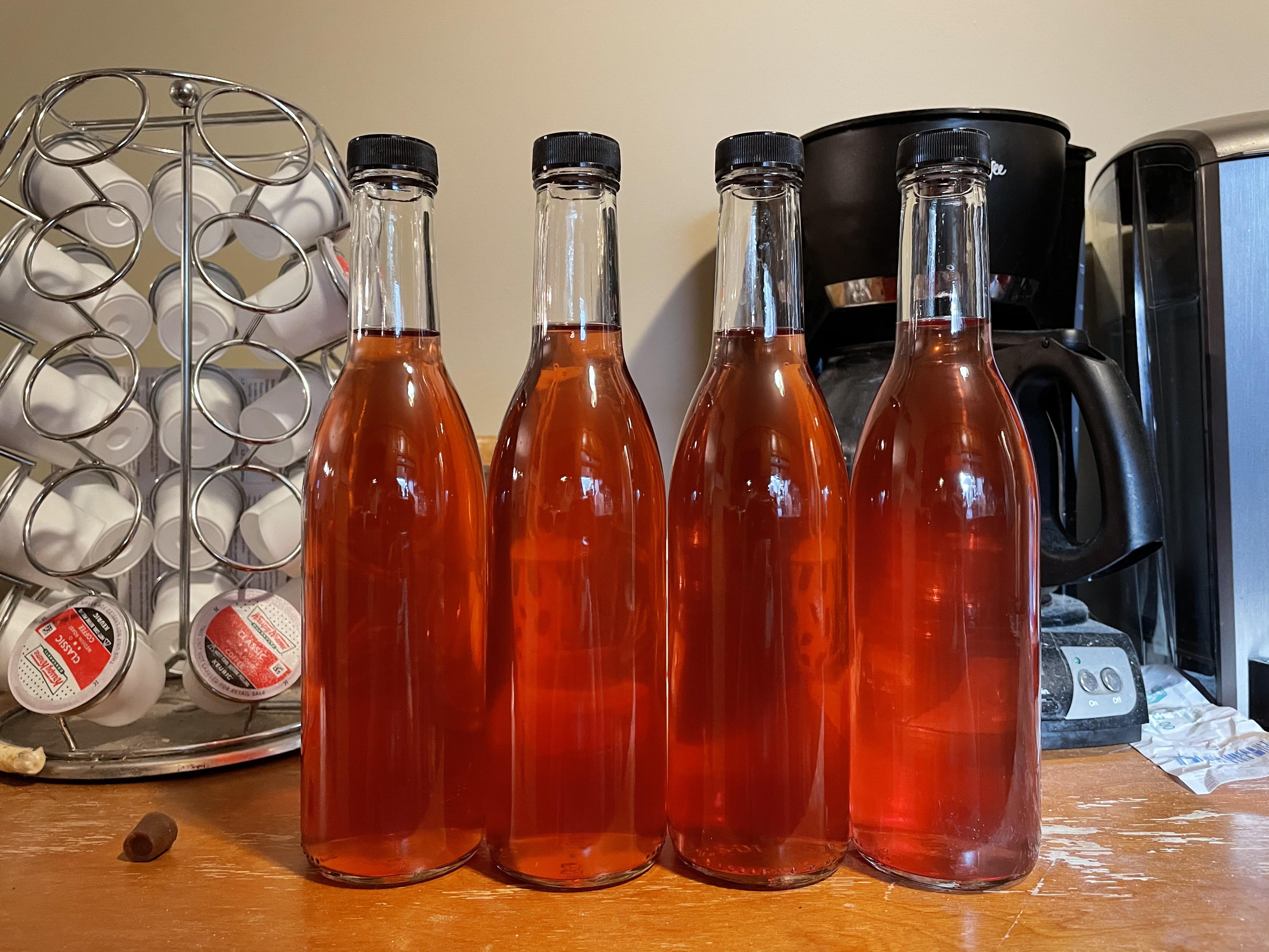 First mead bottling. Raspberry, blueberry, dandelion. So proud right