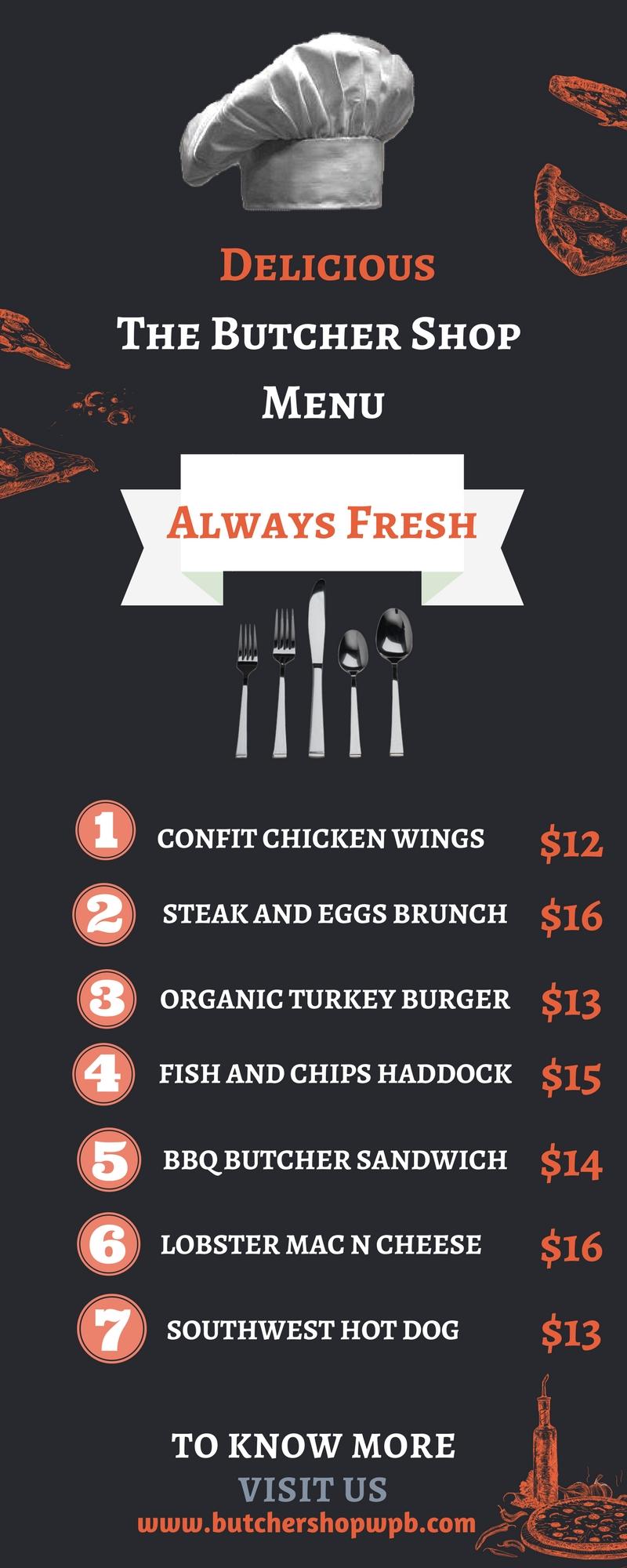 Delicious The Butcher Shop Menu in West Palm Beach, FL r/Infographics