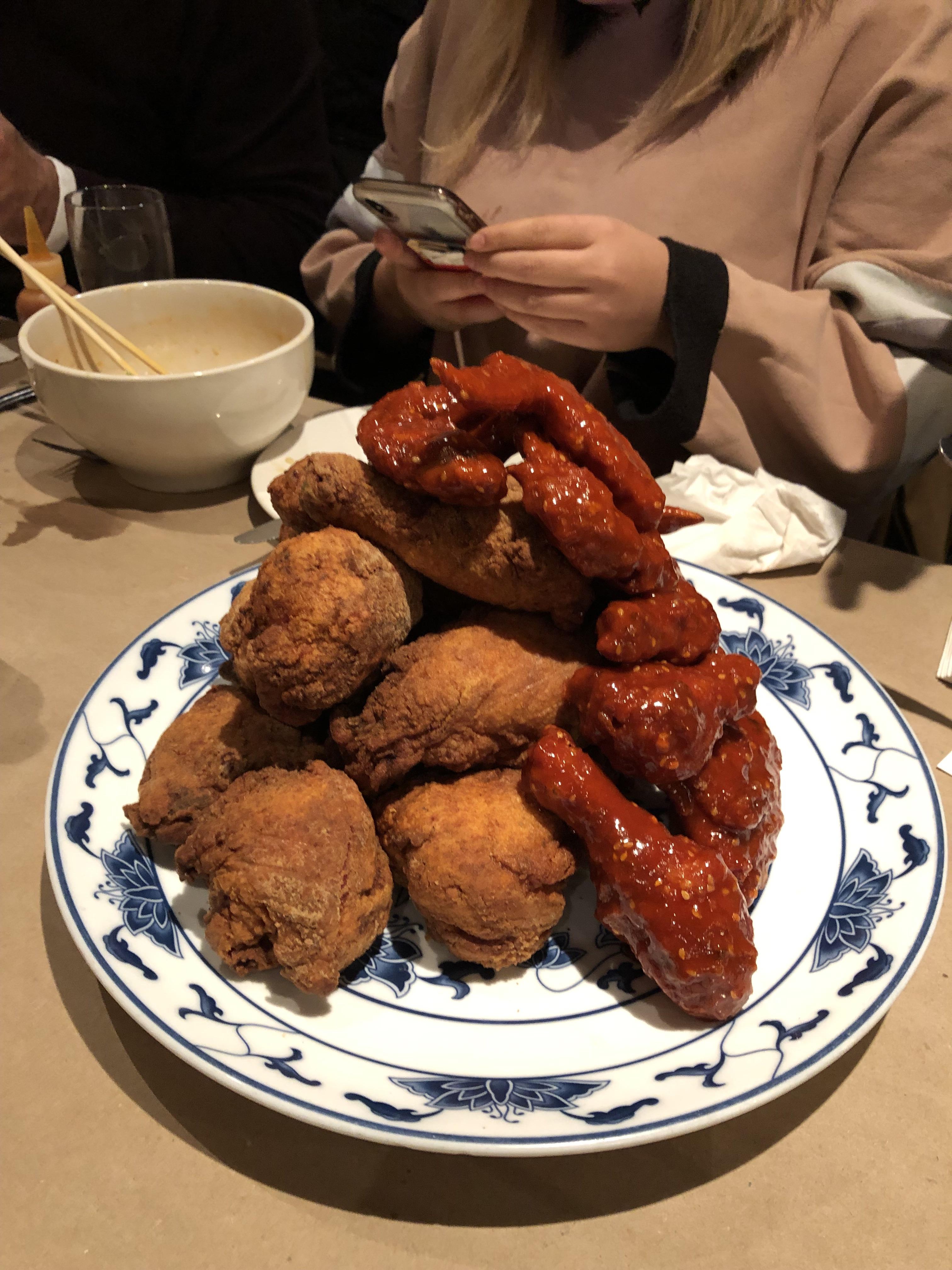 [I ate] triple fried Korean chicken and country style fried chicken r