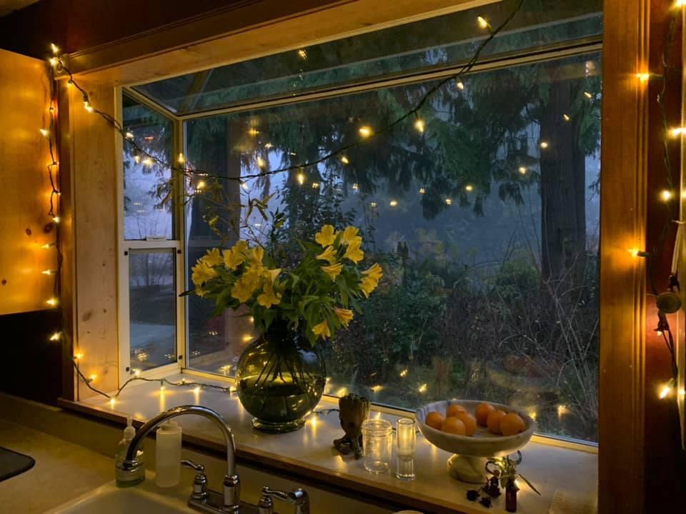 Christmas lights apparently make everything cozy... even my kitchen