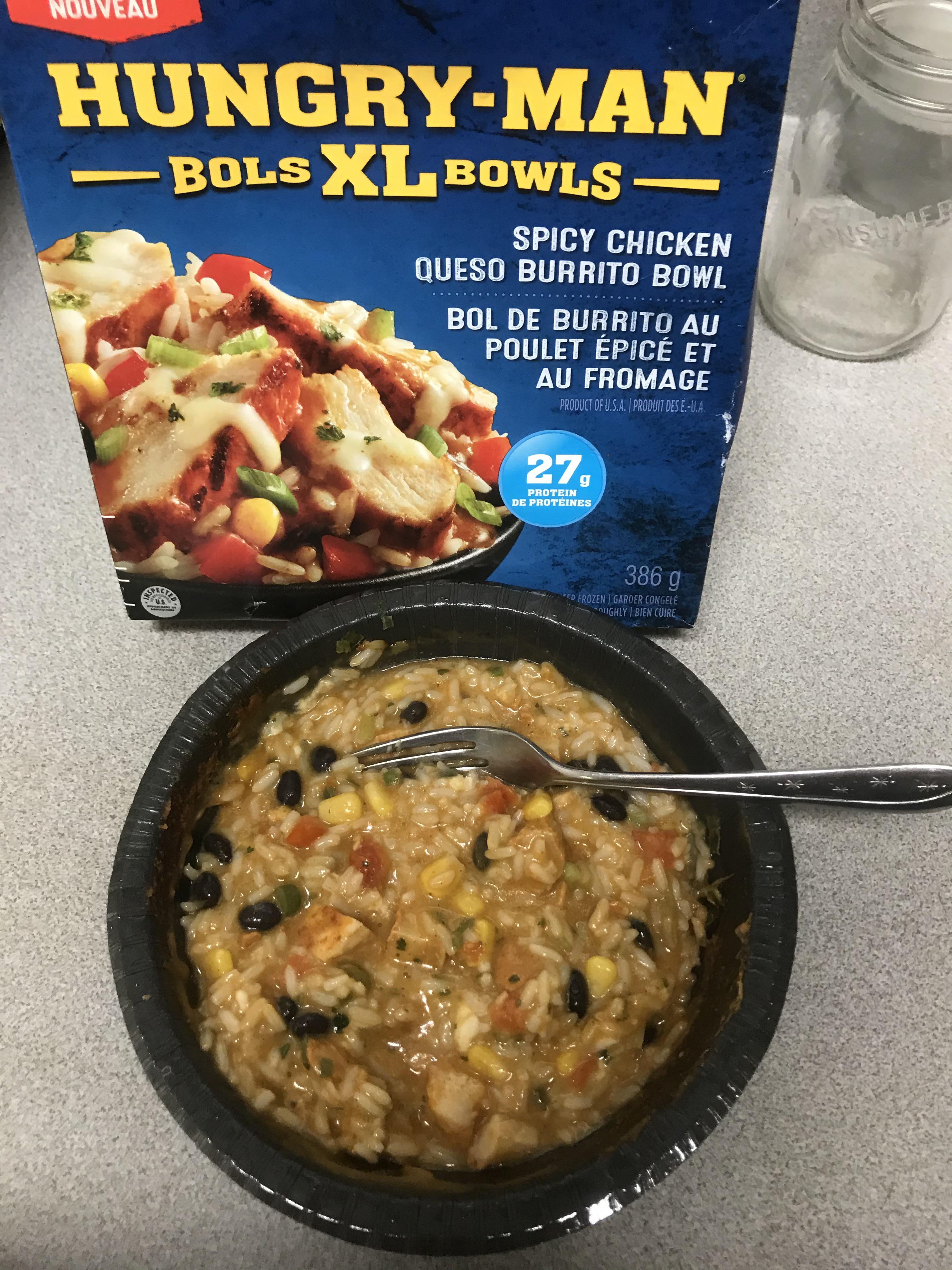 Hungry Man XL Bowls "Spicy Chicken Queso Burrito Bowl" 8/10 Really