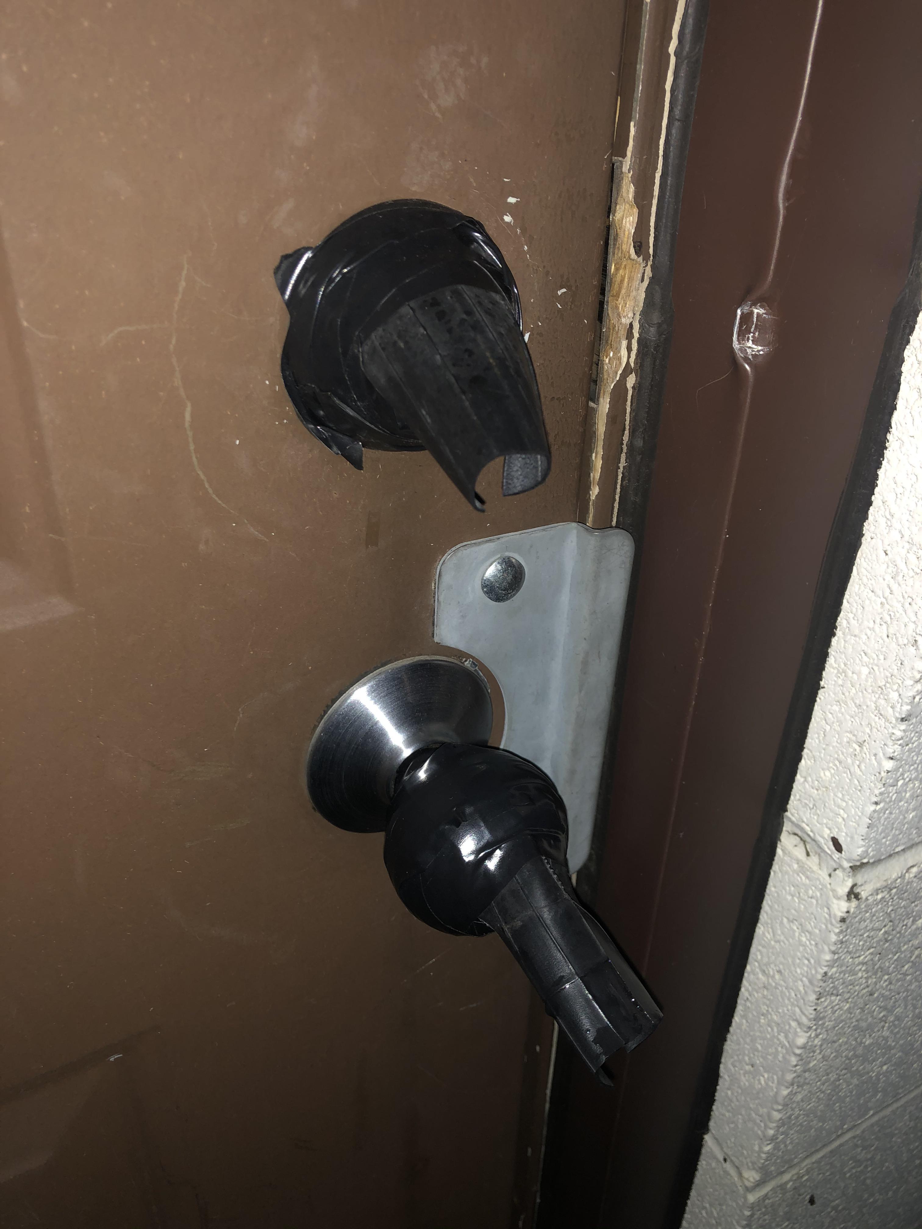 Stop locks from freezing. Bicycle inner tube and electrical tape