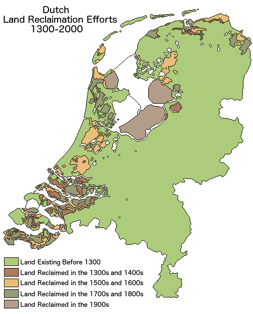Land Reclamation in the Netherlands 1300 Vs 2000 r/geography