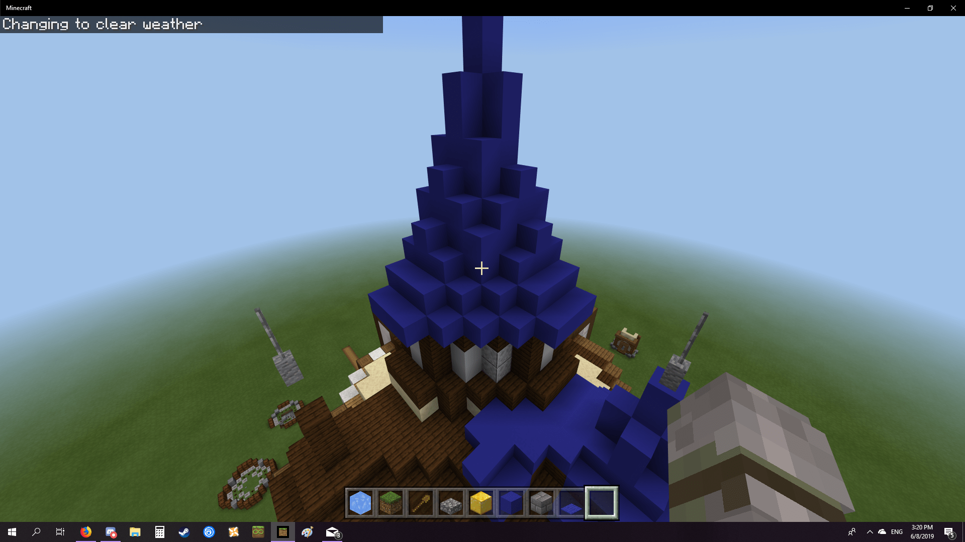 I want to use Blue Concrete Blocks for my roof, but I don't want mobs