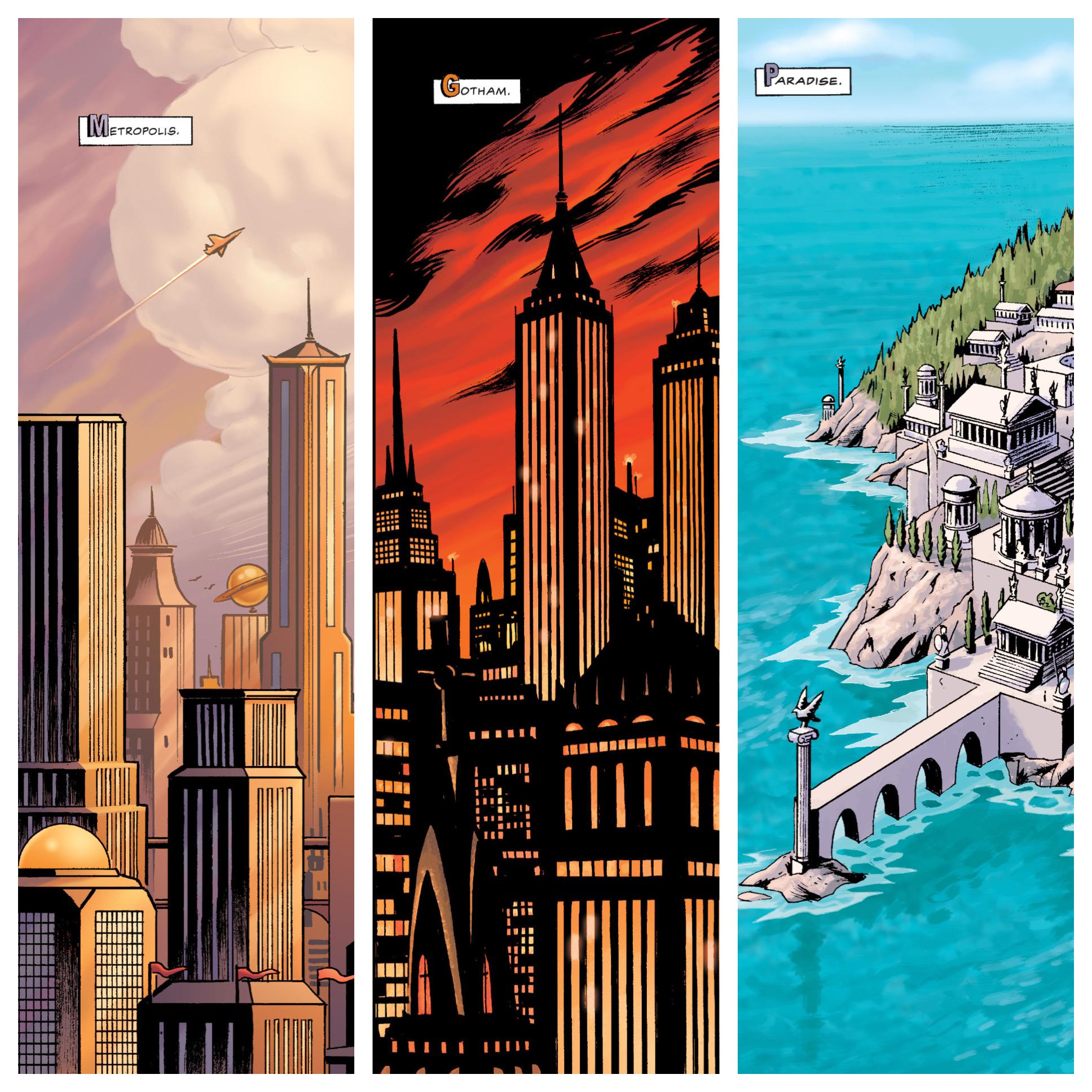 Metropolis, Gotham and Paradise as Drawn by Matt Wagner (Trinity 1,2