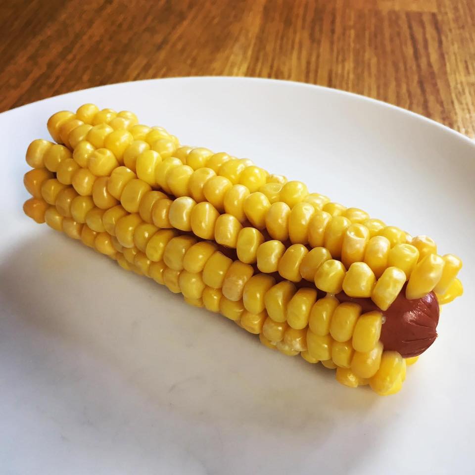 Corn on the cob, but instead of the corn bone its a hot dog r/JennaJulien