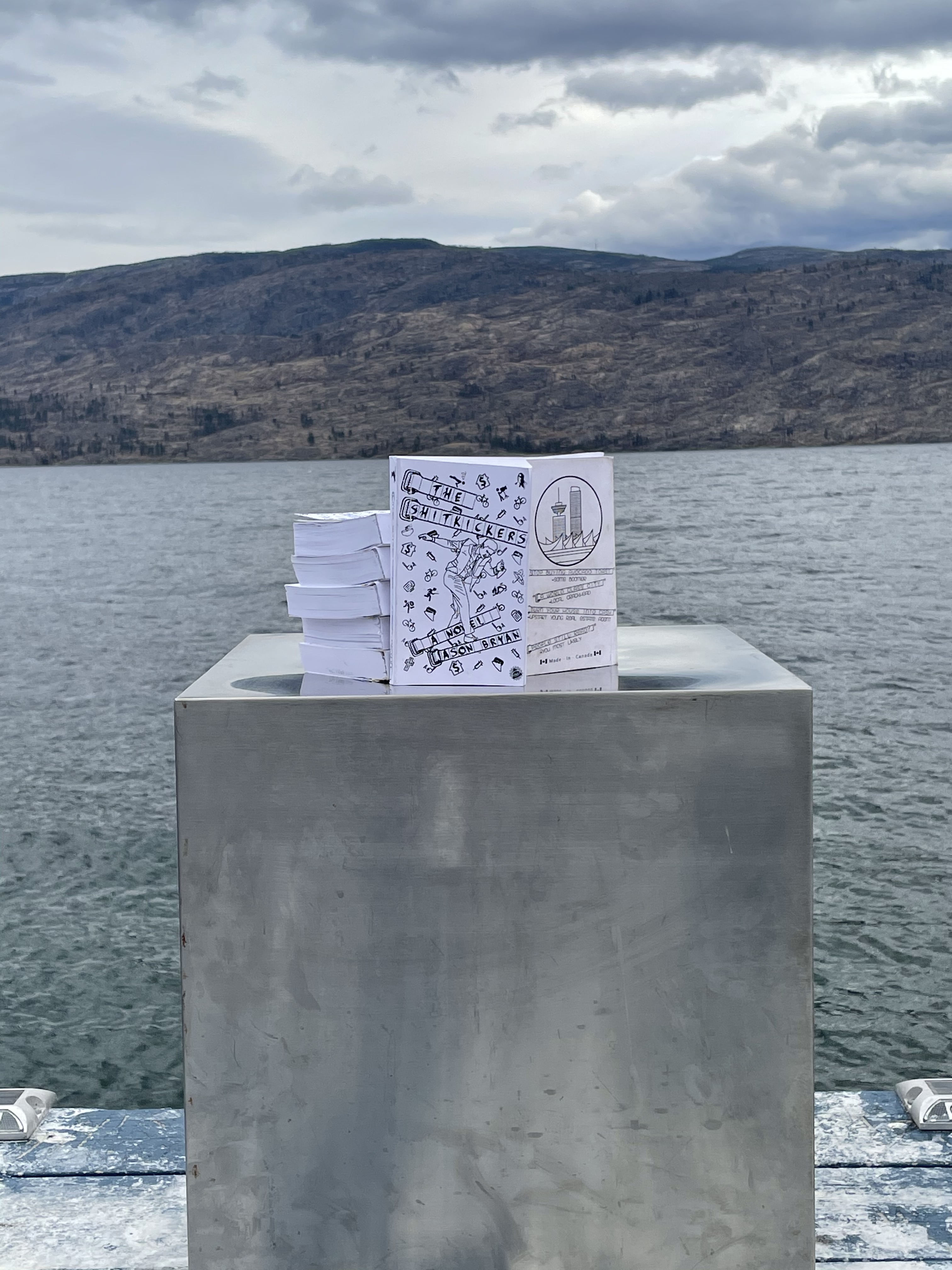 Peachland waterfront with my just released 2nd novel r/britishcolumbia