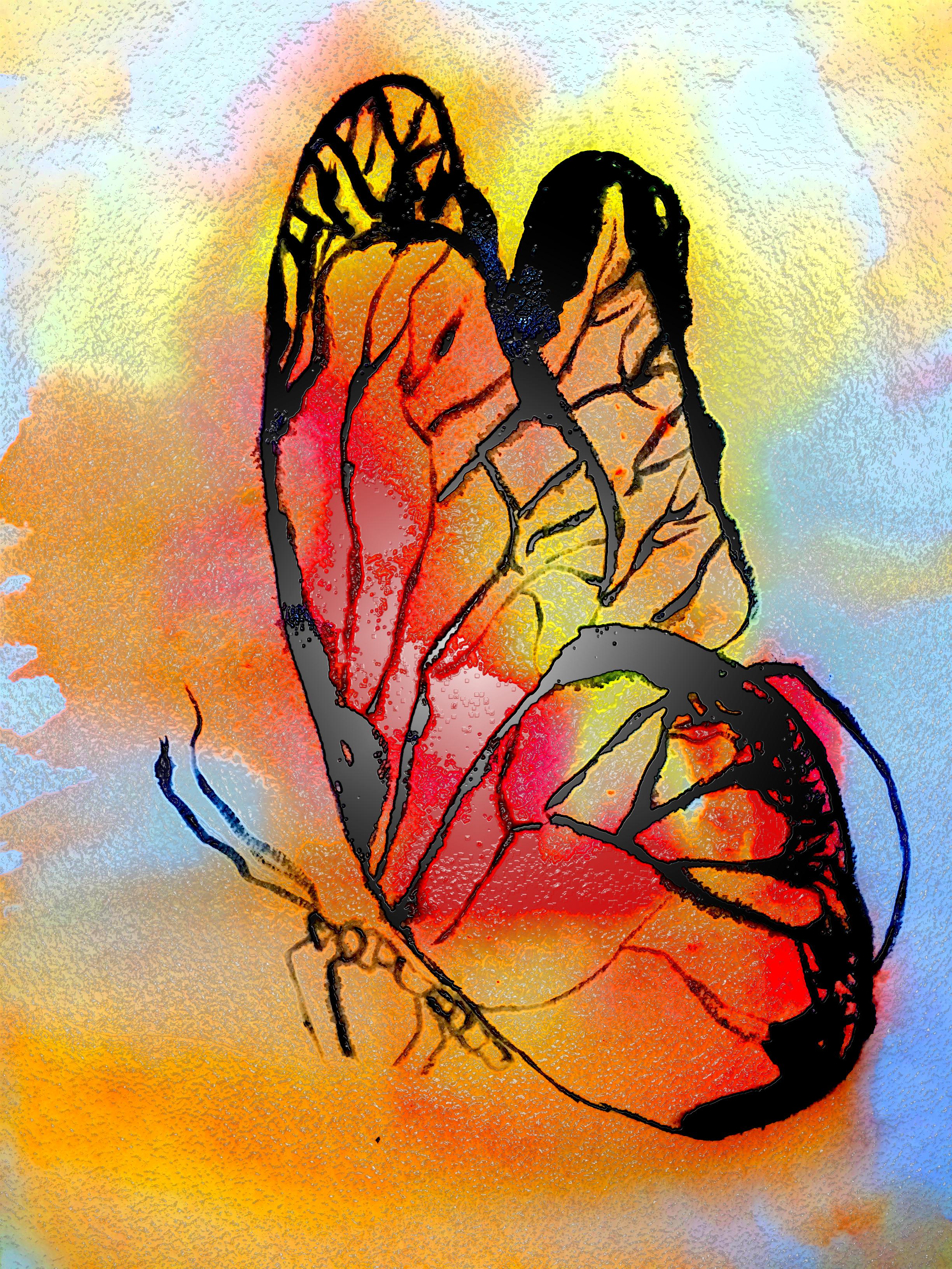 abstract butterfly, watercolors on canson, 21 x 30 cm r/Art