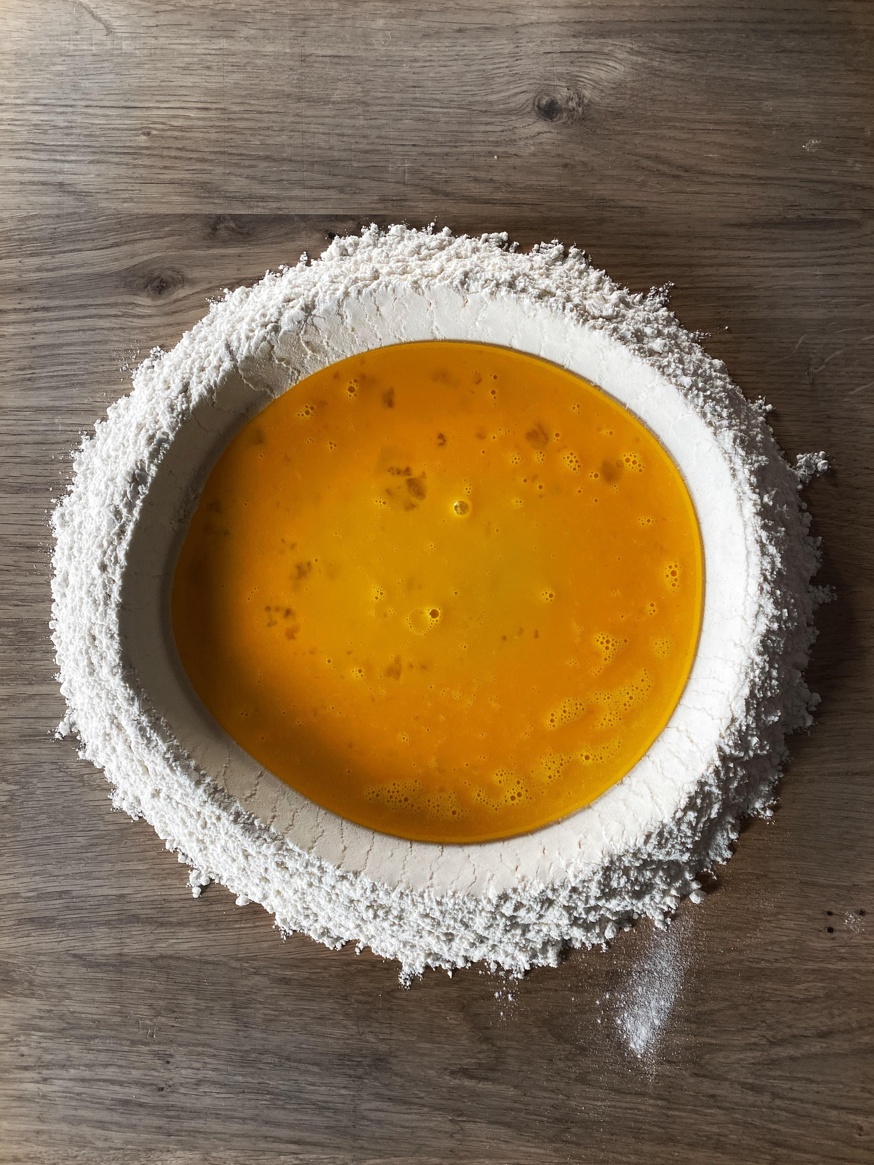 The birth of pasta egg & flour pasta