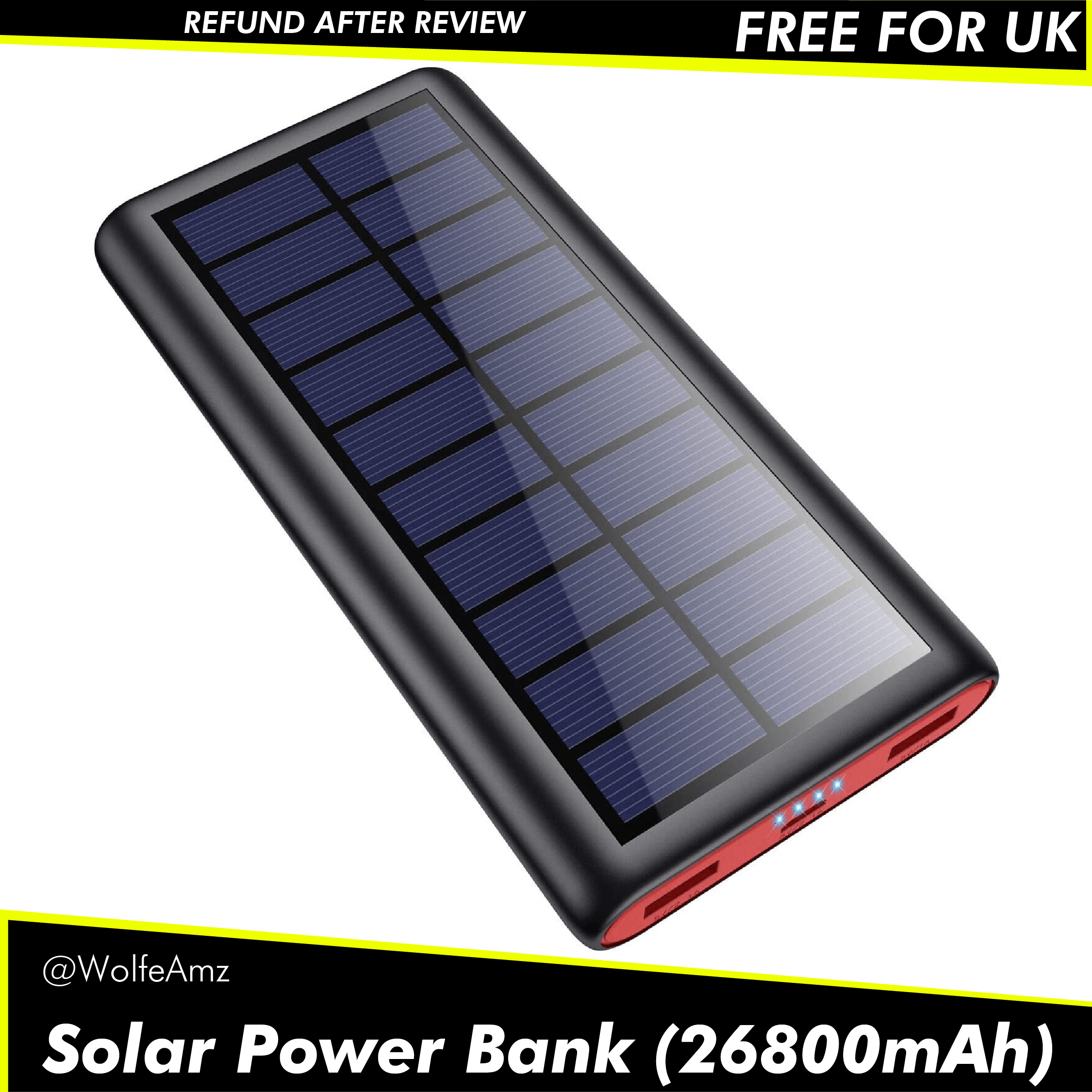 Solar Power Bank (26800mAh) £23, FREE FOR UK PRODUCT TESTERS, DM Me If