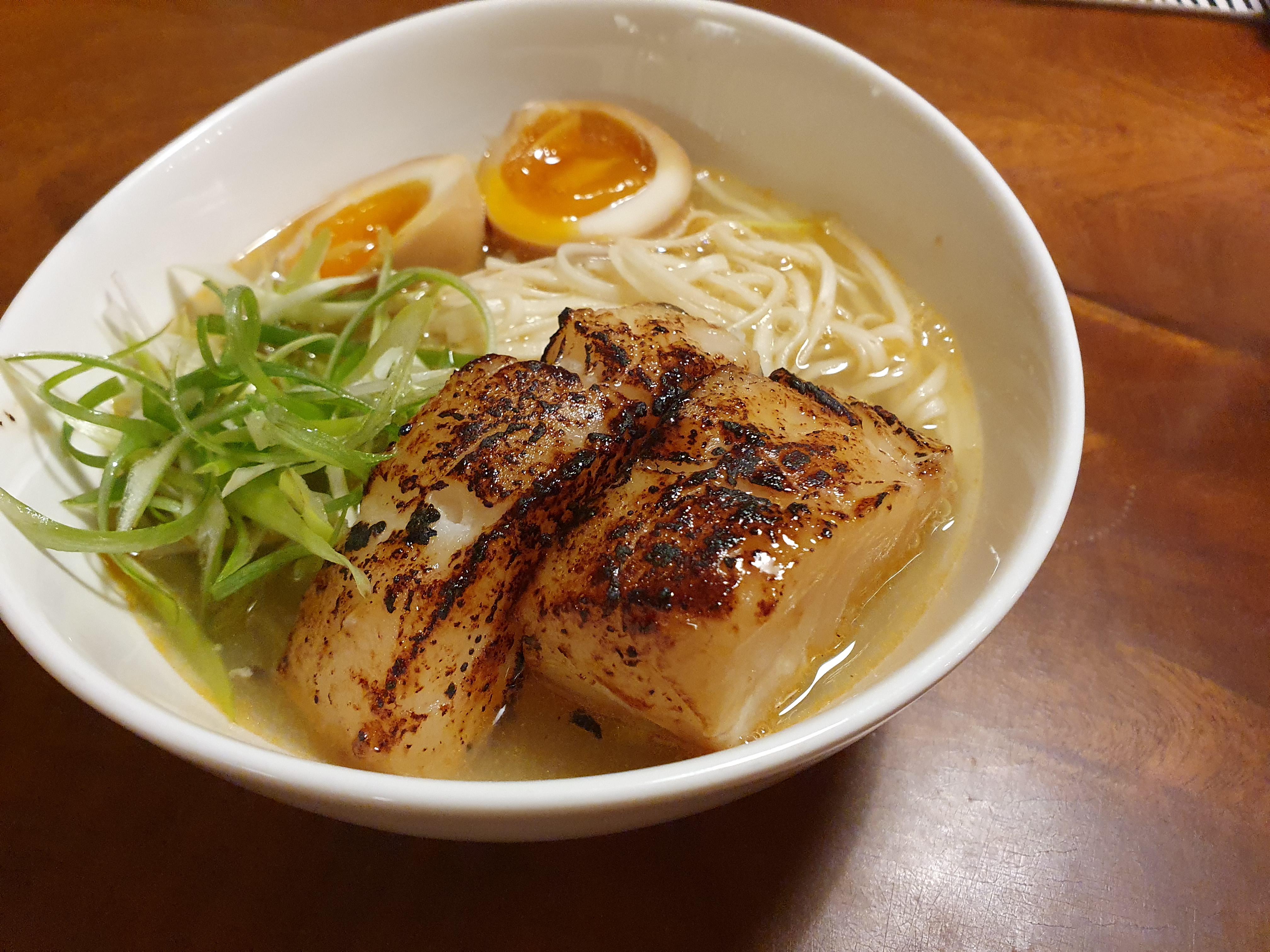 We made miso marinated cod Ramen with shellfish/katsuobushi broth and