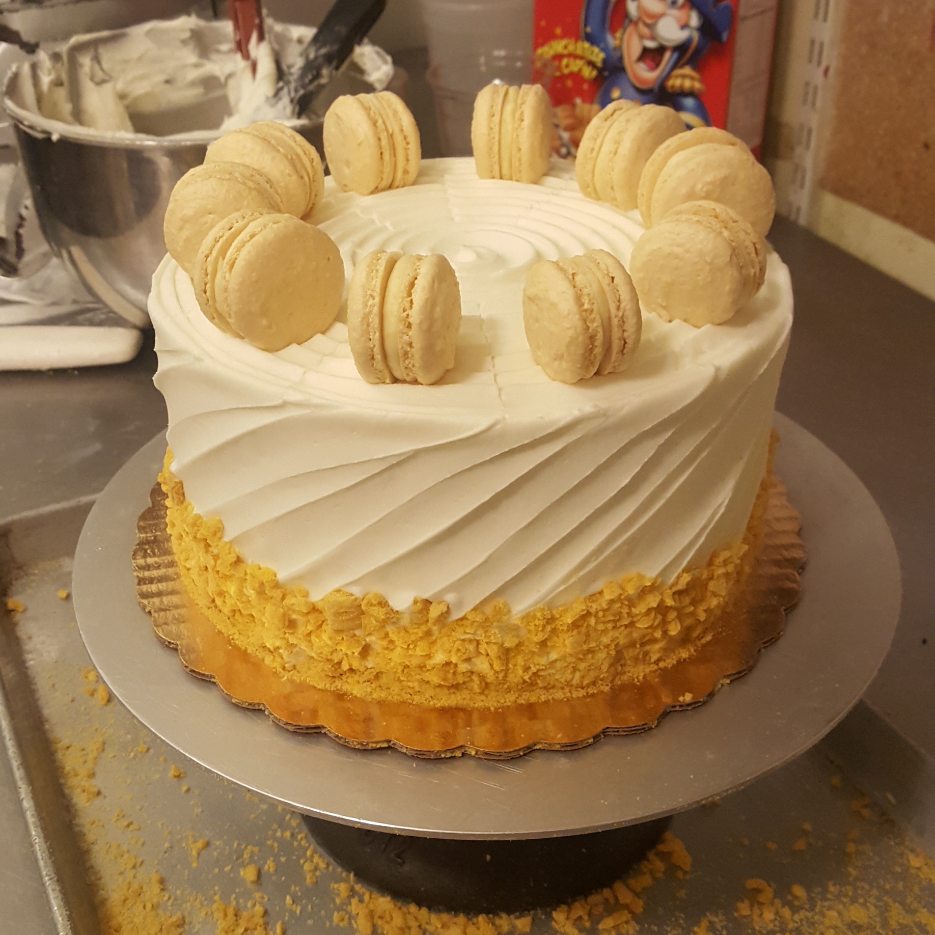 Saturday Morning Cake! Vanilla cake, cereal milk ganache filling
