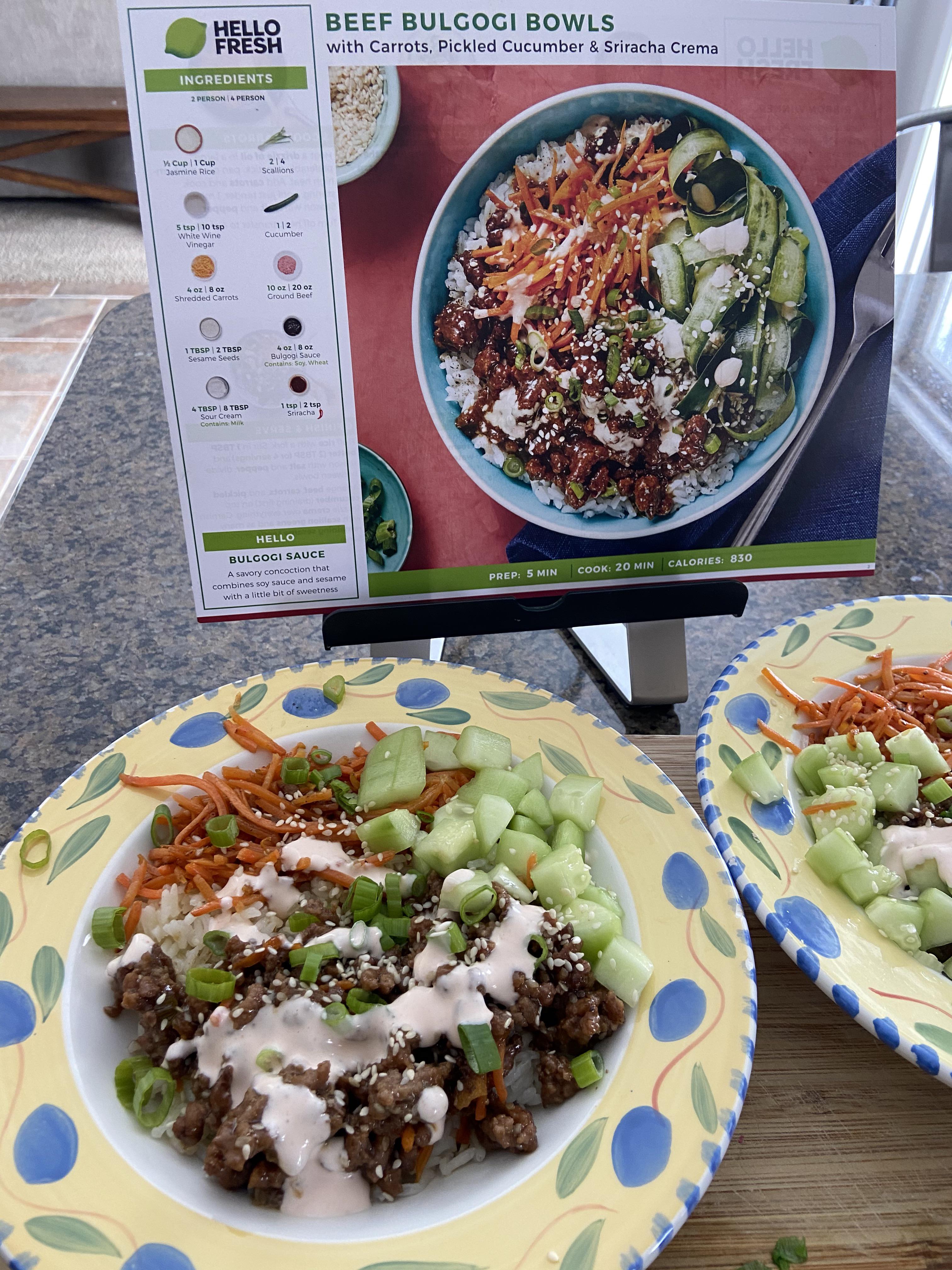 Beef Bulgogi Bowls with “pickled” cucumber. It just seemed to be
