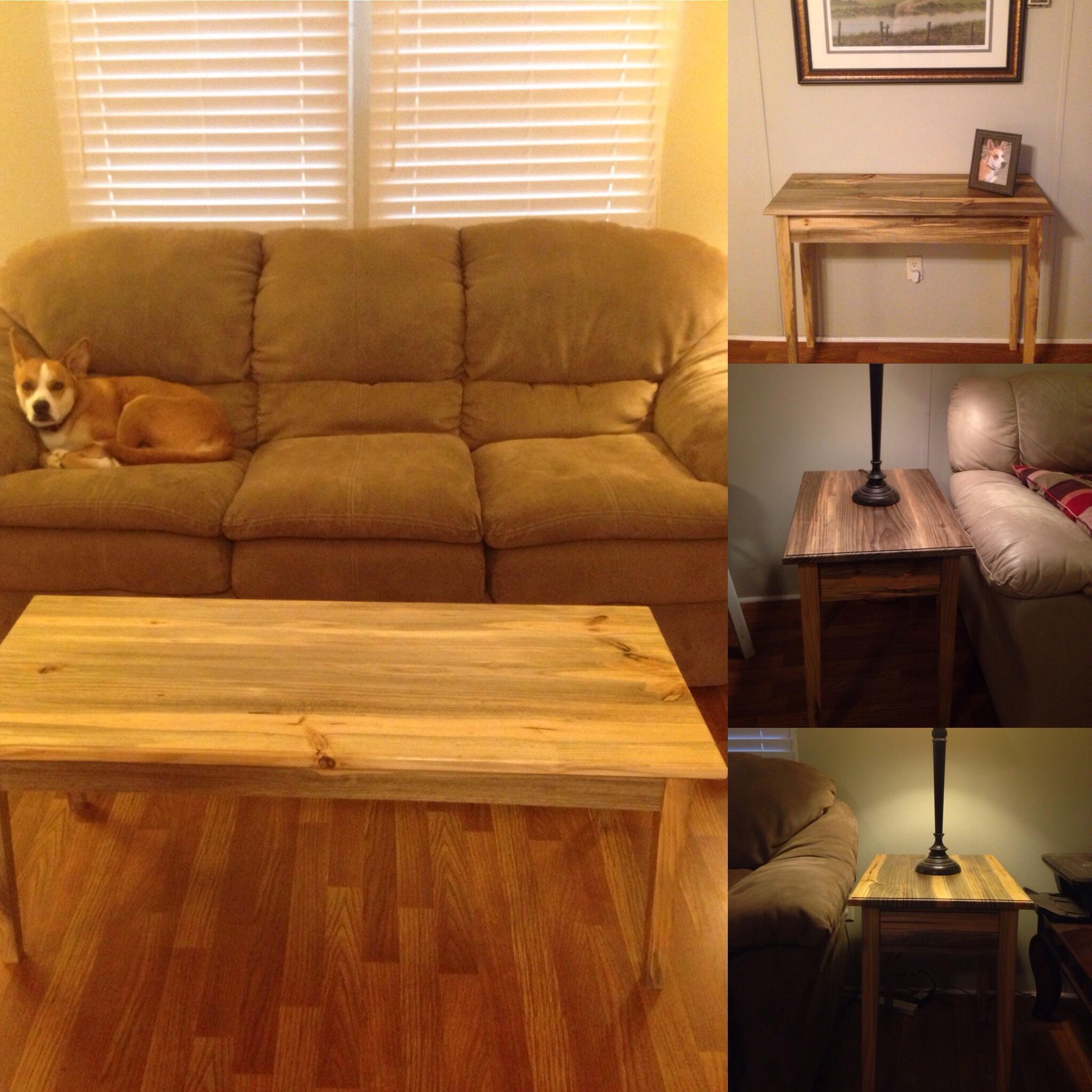 Blue pine living room furniture. Treat yoself sometimes r/woodworking