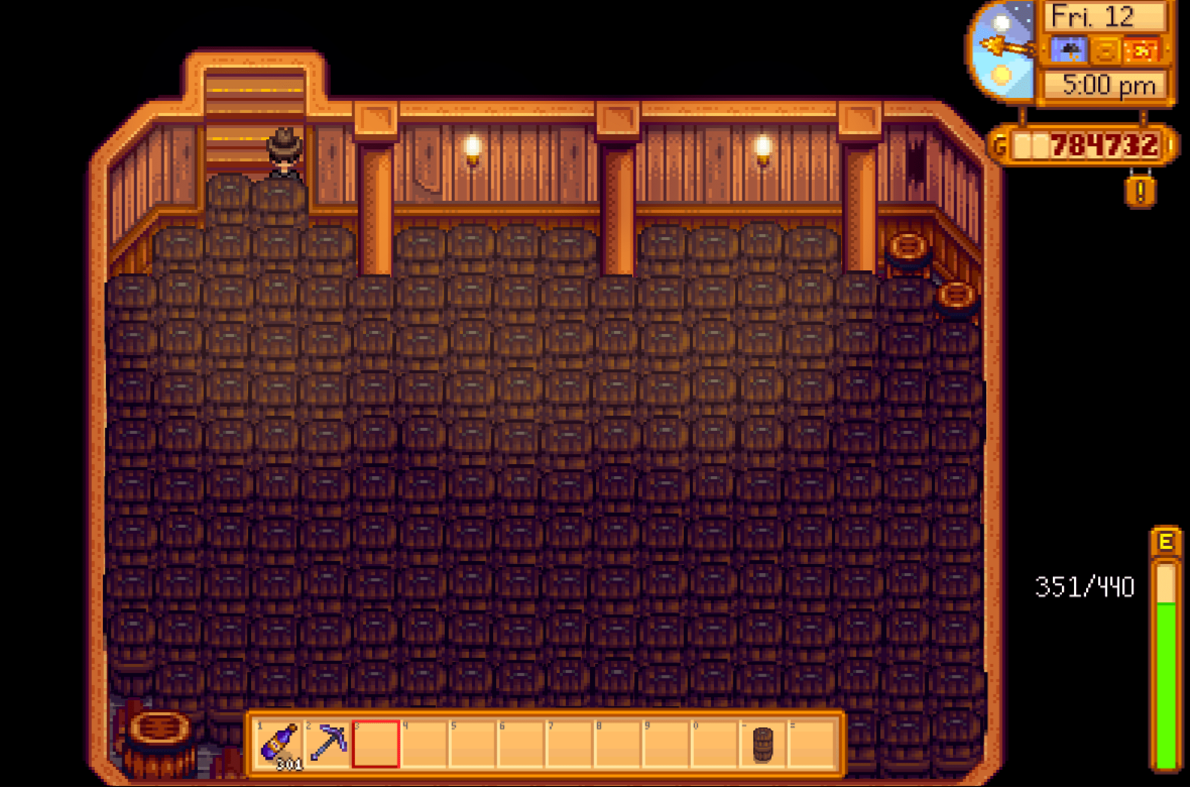 All of the casks have starfruit wine in them. StardewValley