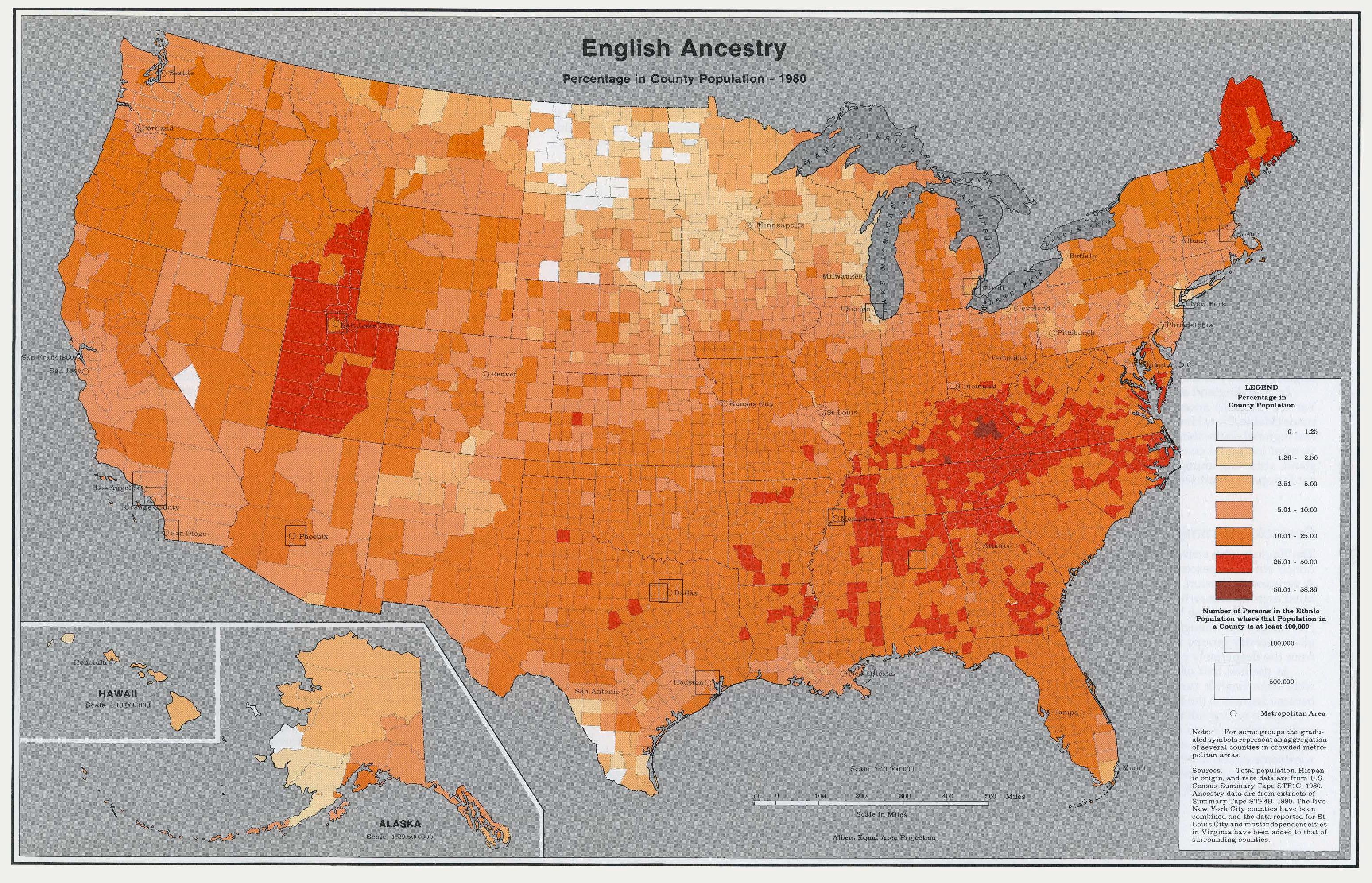 English ancestry in the United States in 1980 r/MapPorn