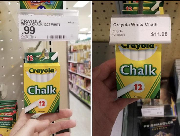 The price chalk at target vs college bookstore. u/angelbug0