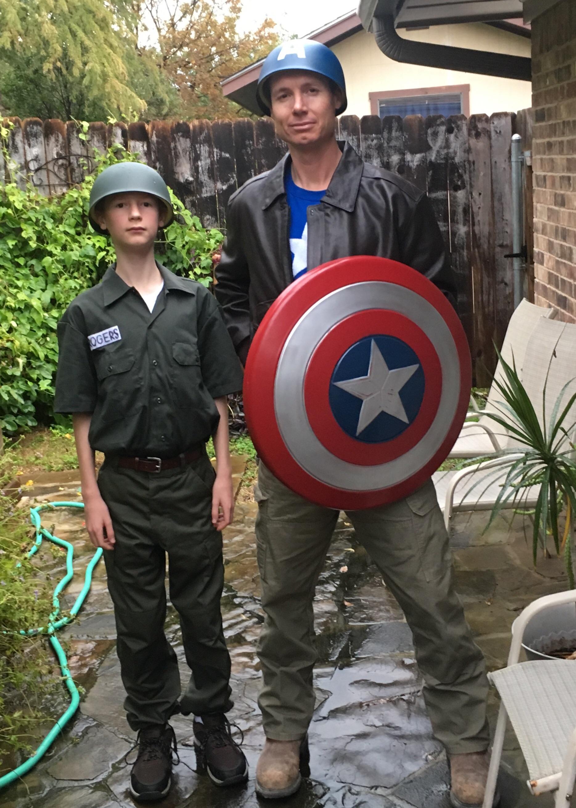 My son and I went as Steve Rogers and also Steve Rogers for Halloween