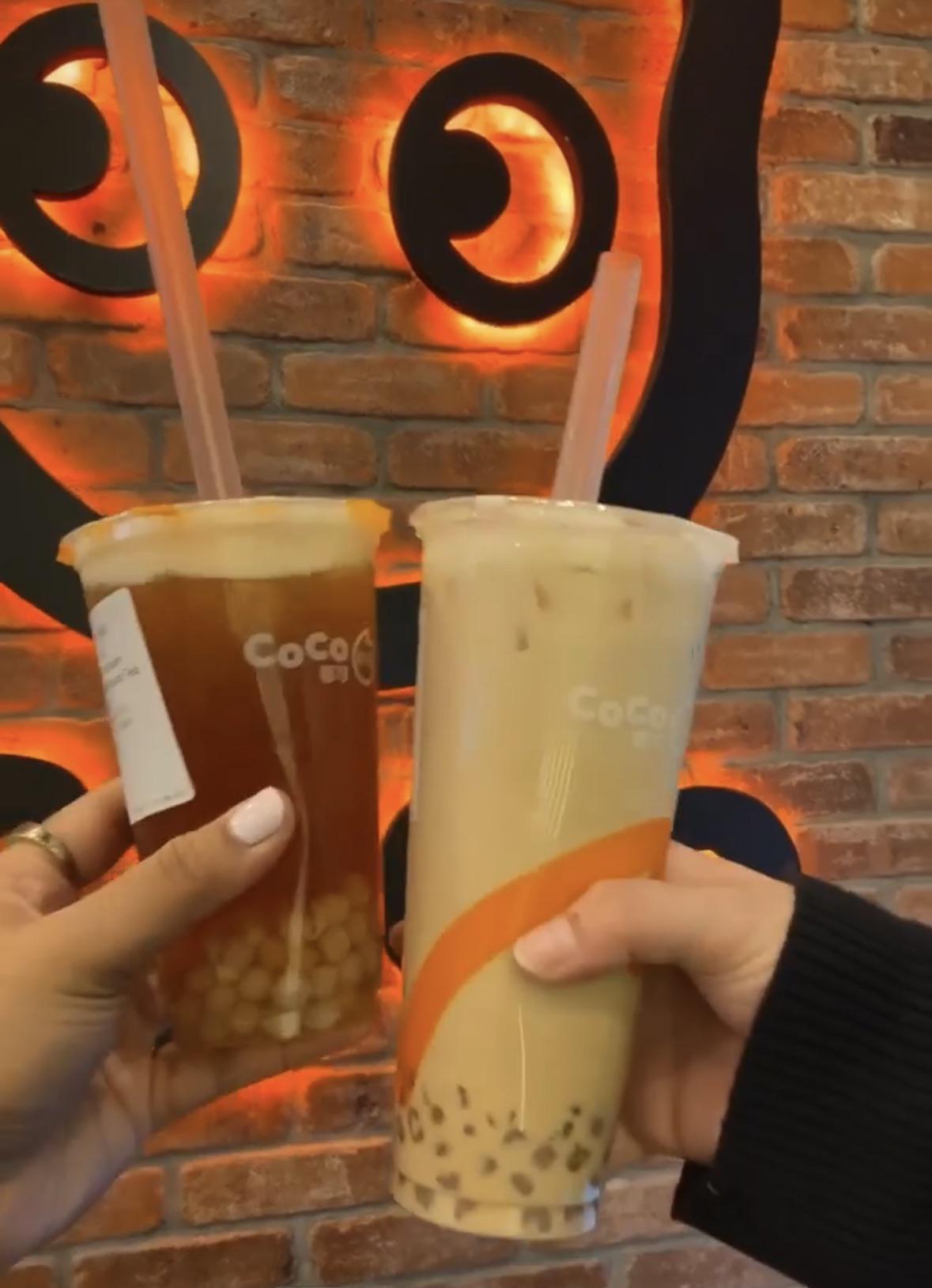 Passionfruit Black Tea w Coconut Jelly + Milk Tea w Coconut Jelly r