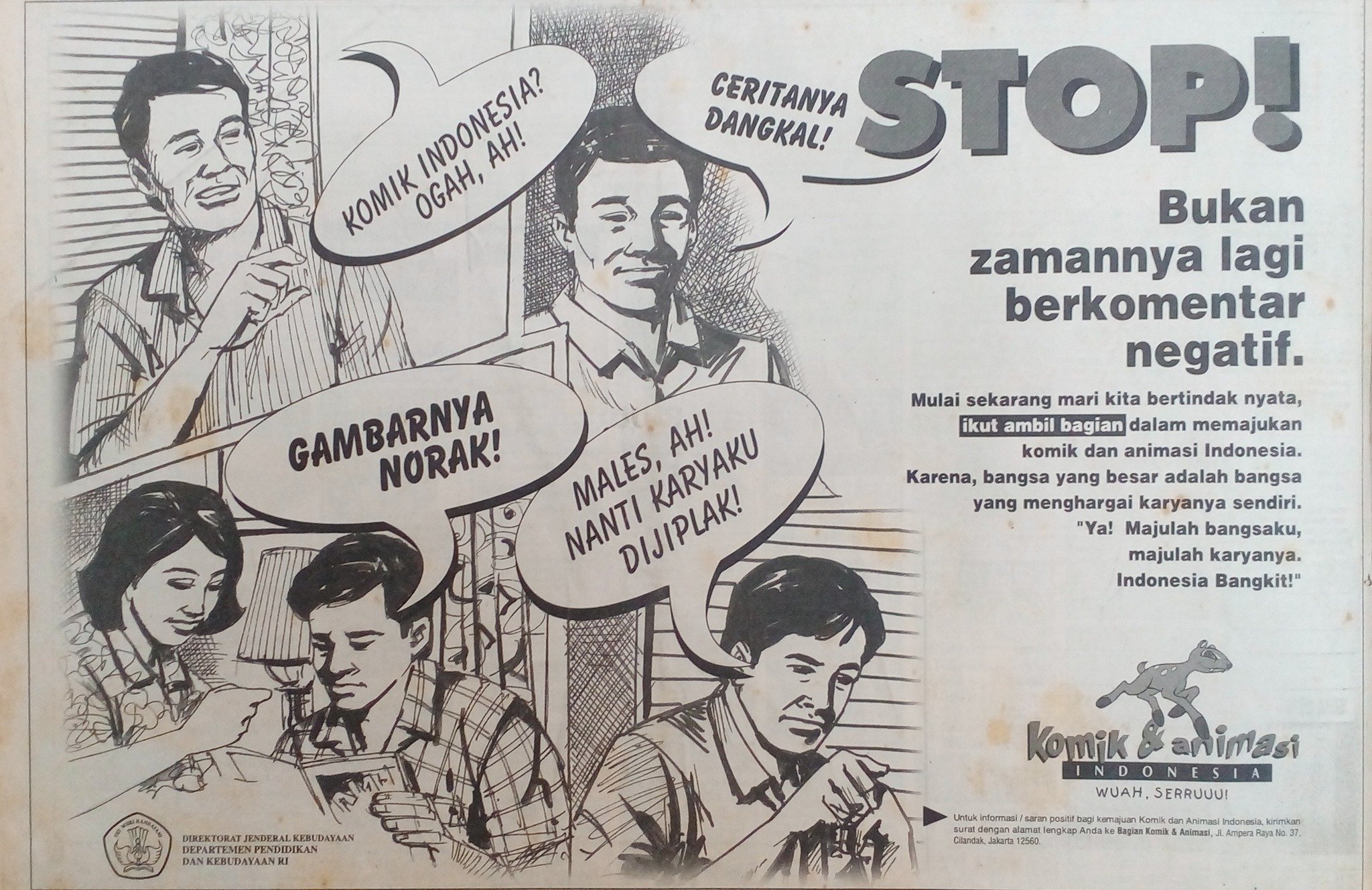 Throwback Iklan pro Komik Indonesia dari Depdikbud, 2 Mei 1998