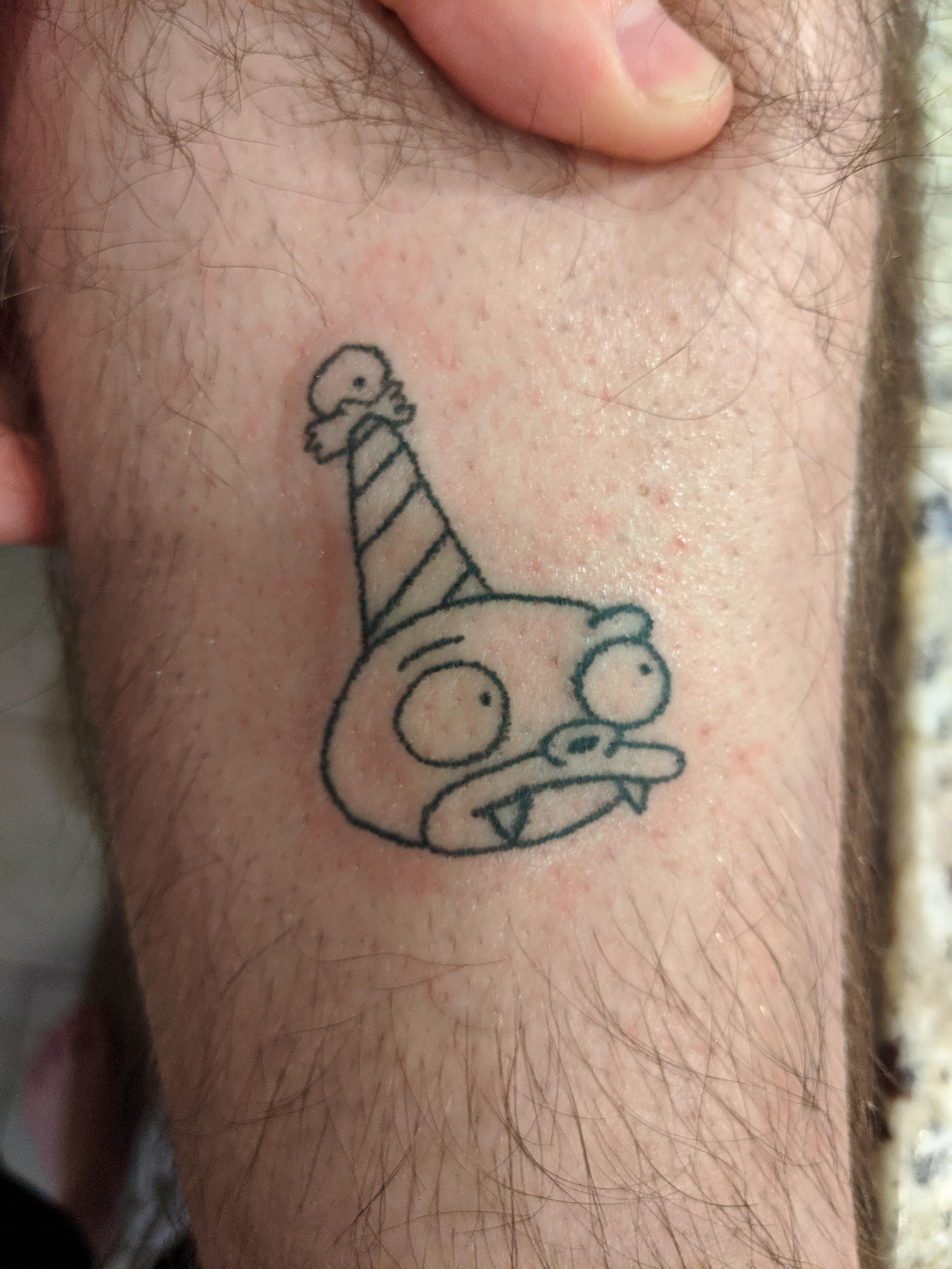 What day is today, it's Nibbler's birthday! A stick n poke I did on my