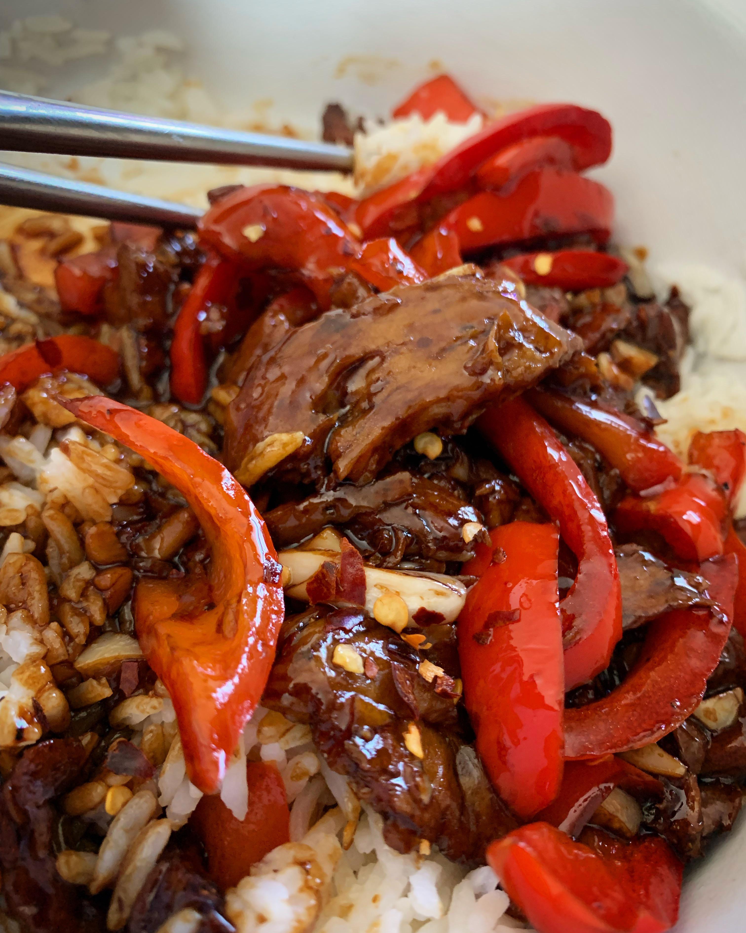 Made some Bell Peppers and (not) Beef for lunch based on Alvin’s recipe