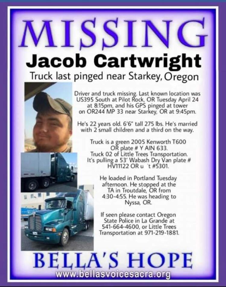 Unfortunately this young truck driver is STILL missing oregon