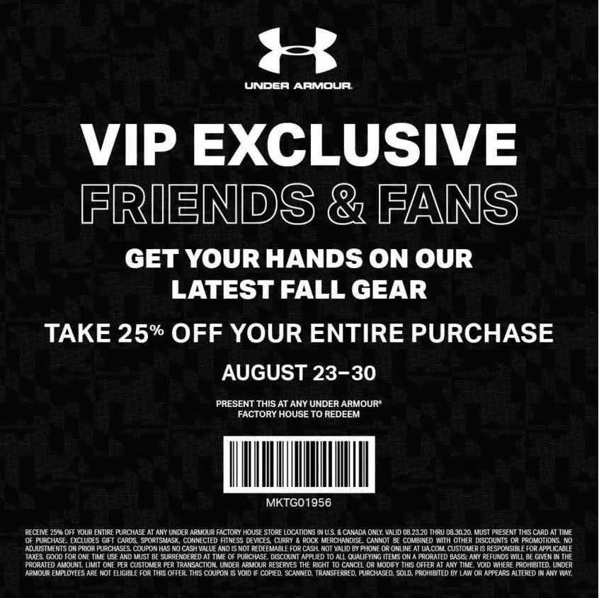 Friends and Fans Coupon! r/UnderArmour