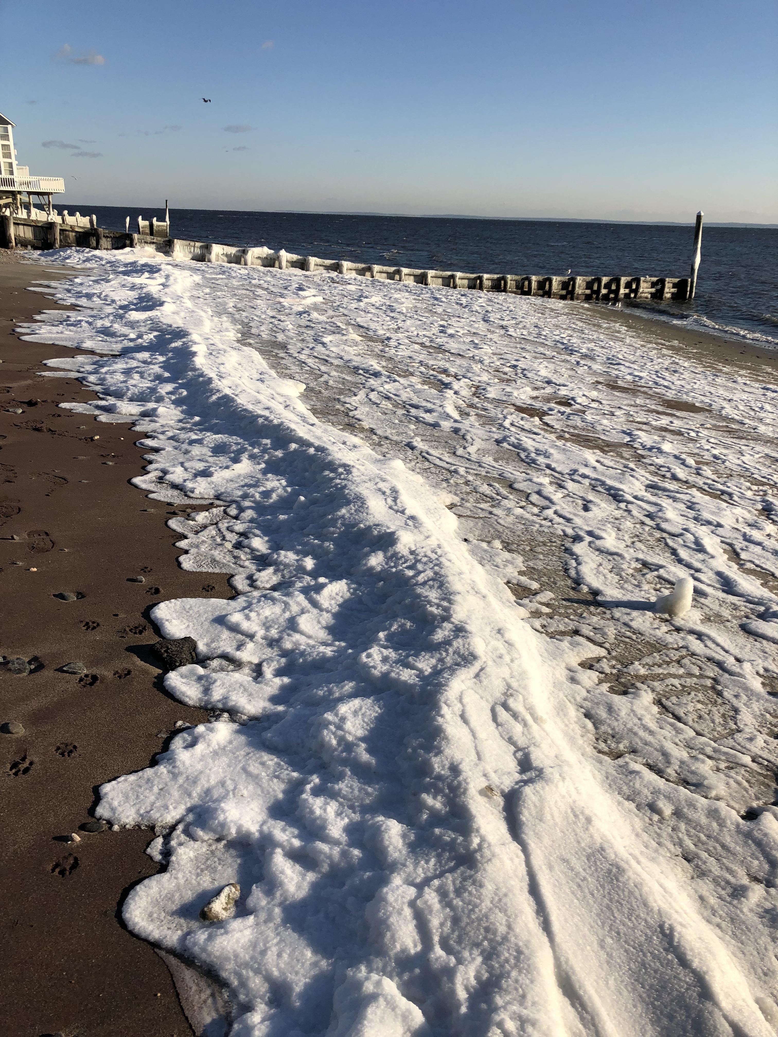 So cold that the high tide froze on the CT shore. r/Connecticut