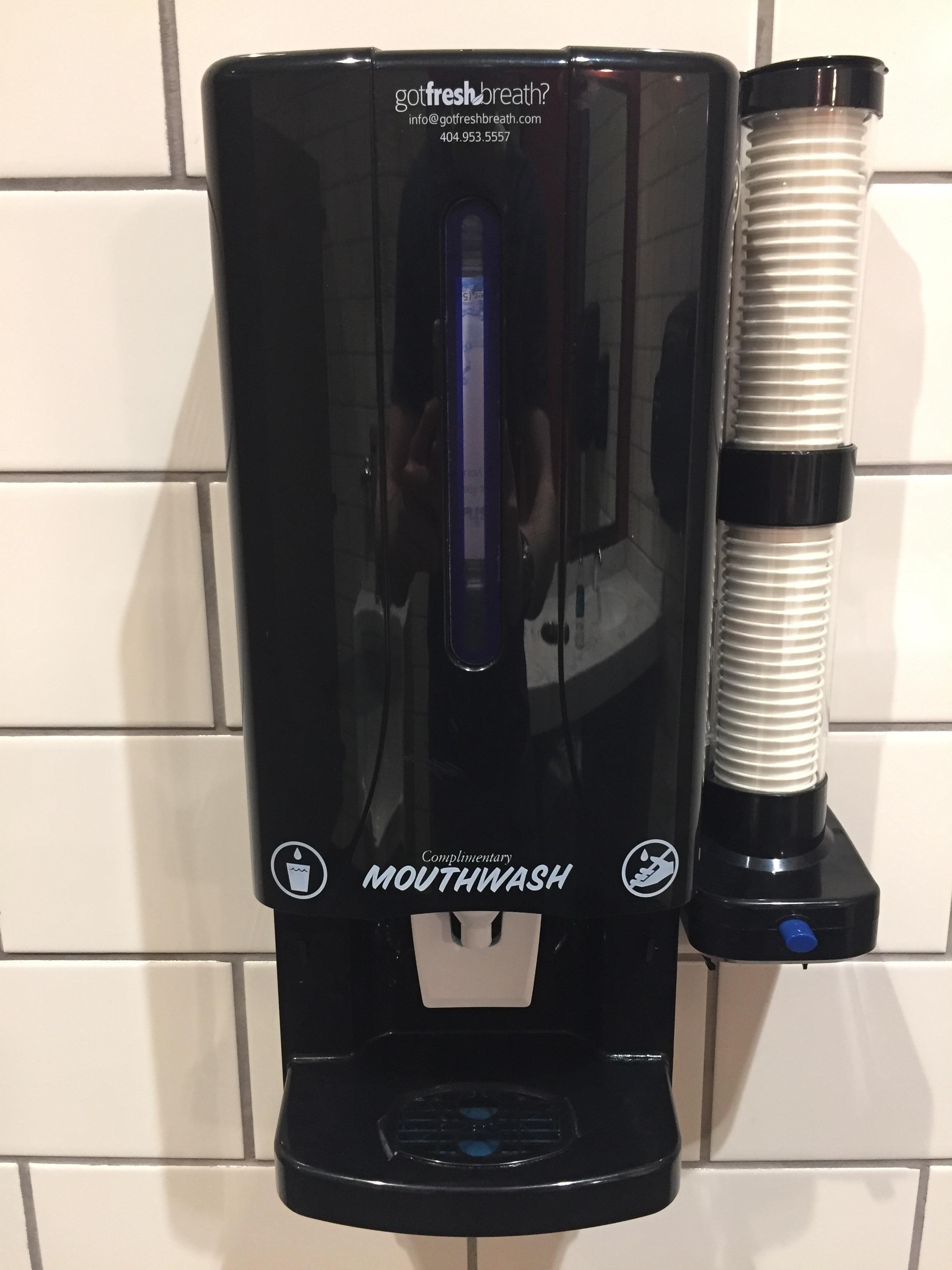This fast food restaurant has a mouthwash dispenser in the restroom. r/mildlyinteresting