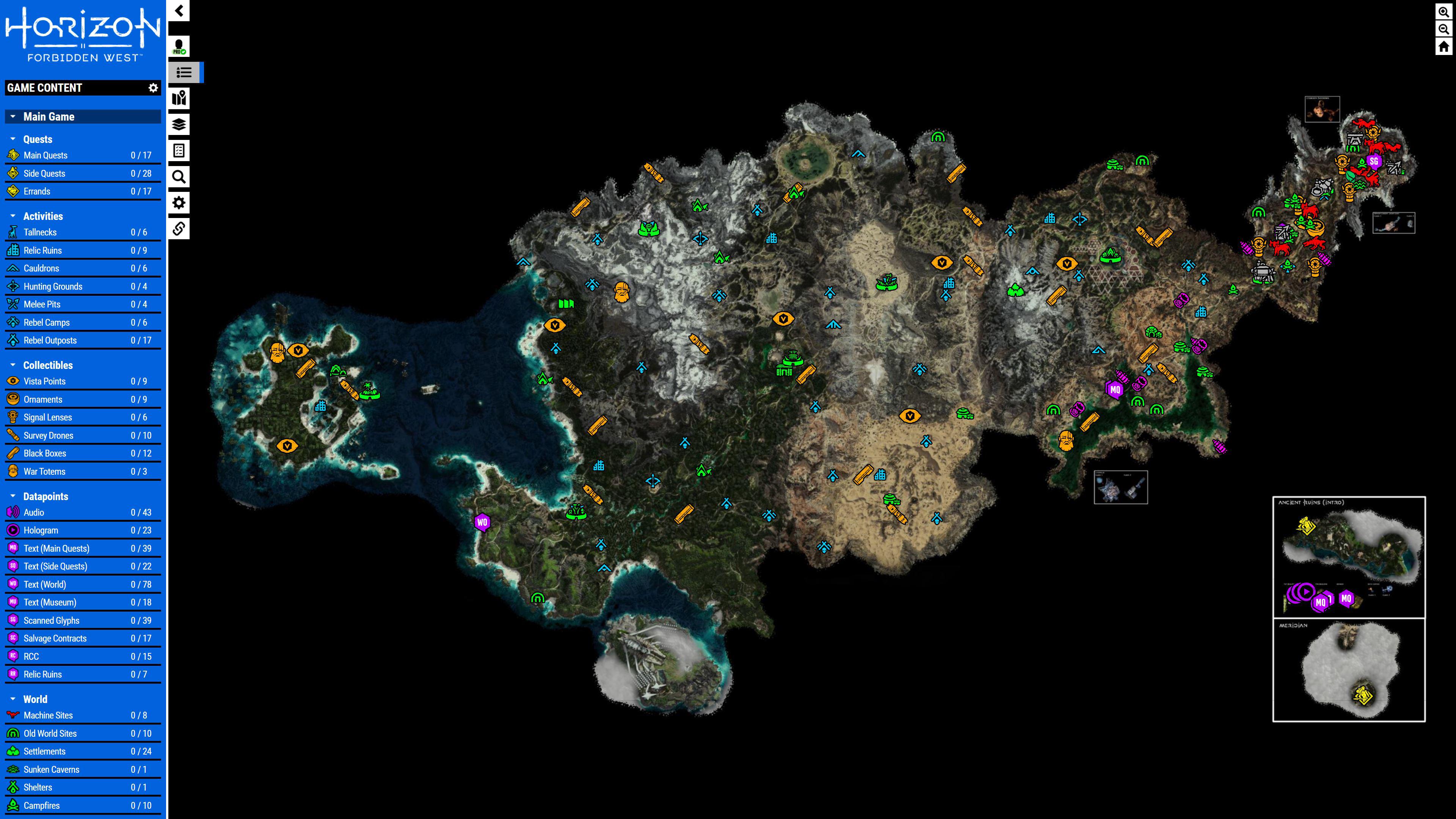 Horizon Forbidden West Interactive Map (Quests, Activities
