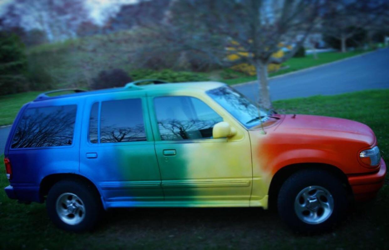 Tanster Rainbow Truck, Vehicle and Spraypaint, 14’ r/Art