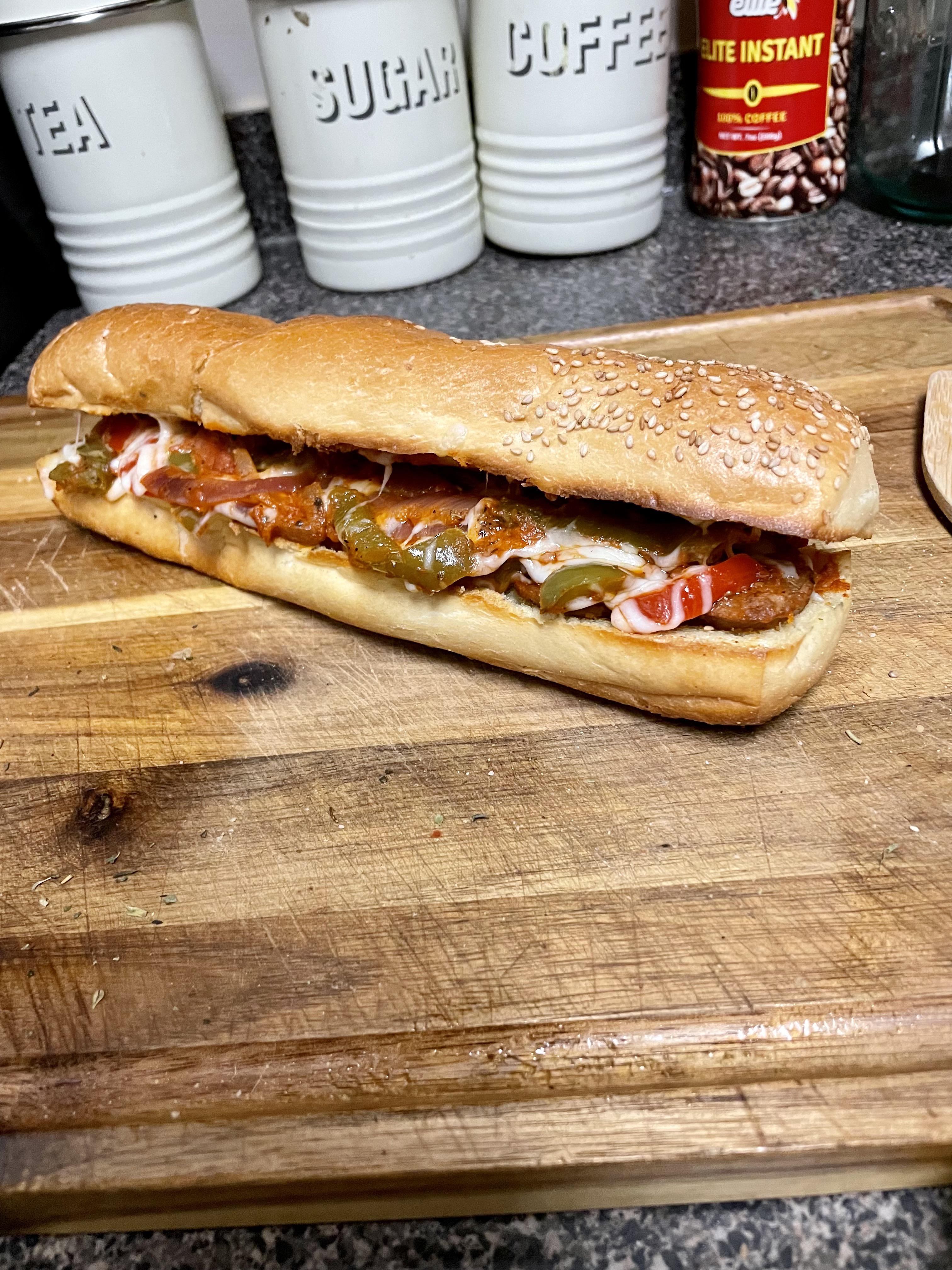 I made a spicy sausage, sautéed peppers and onions, vodka sauce