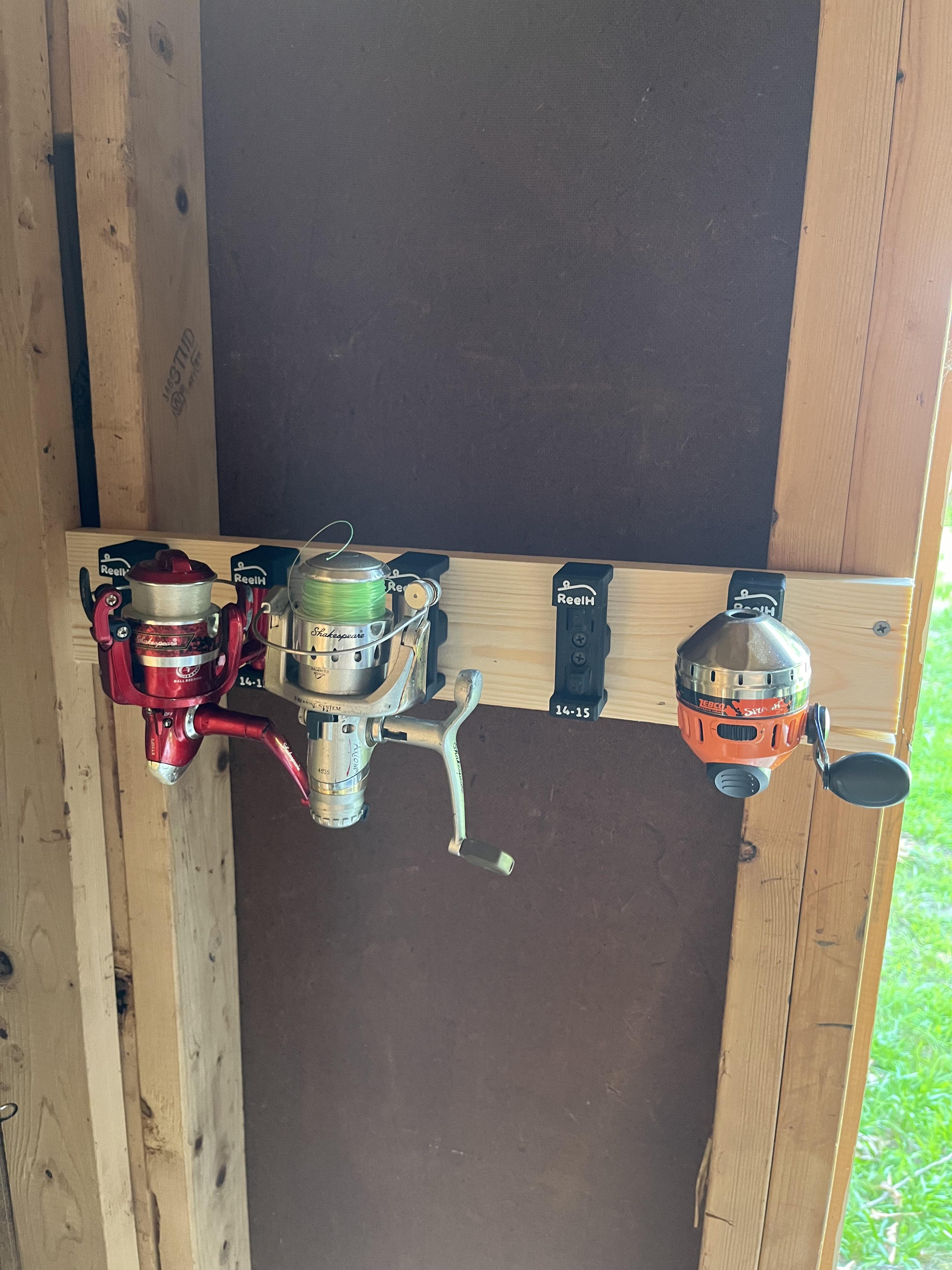 Found these fishing reel holders on Amazon for 19.99! Awesome way to