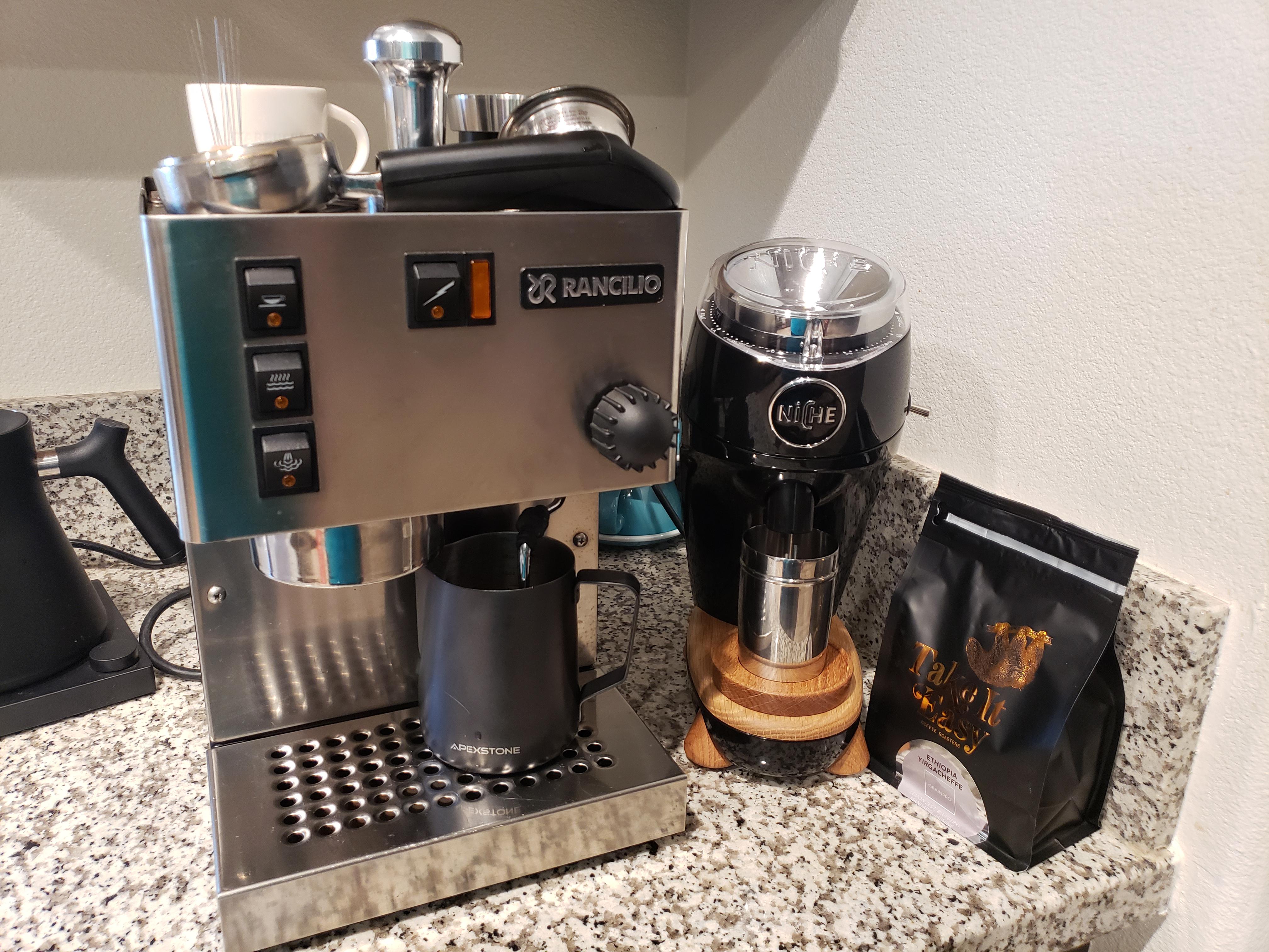 Sharing my setup. Started last year with a mocha pot, and a krups blade