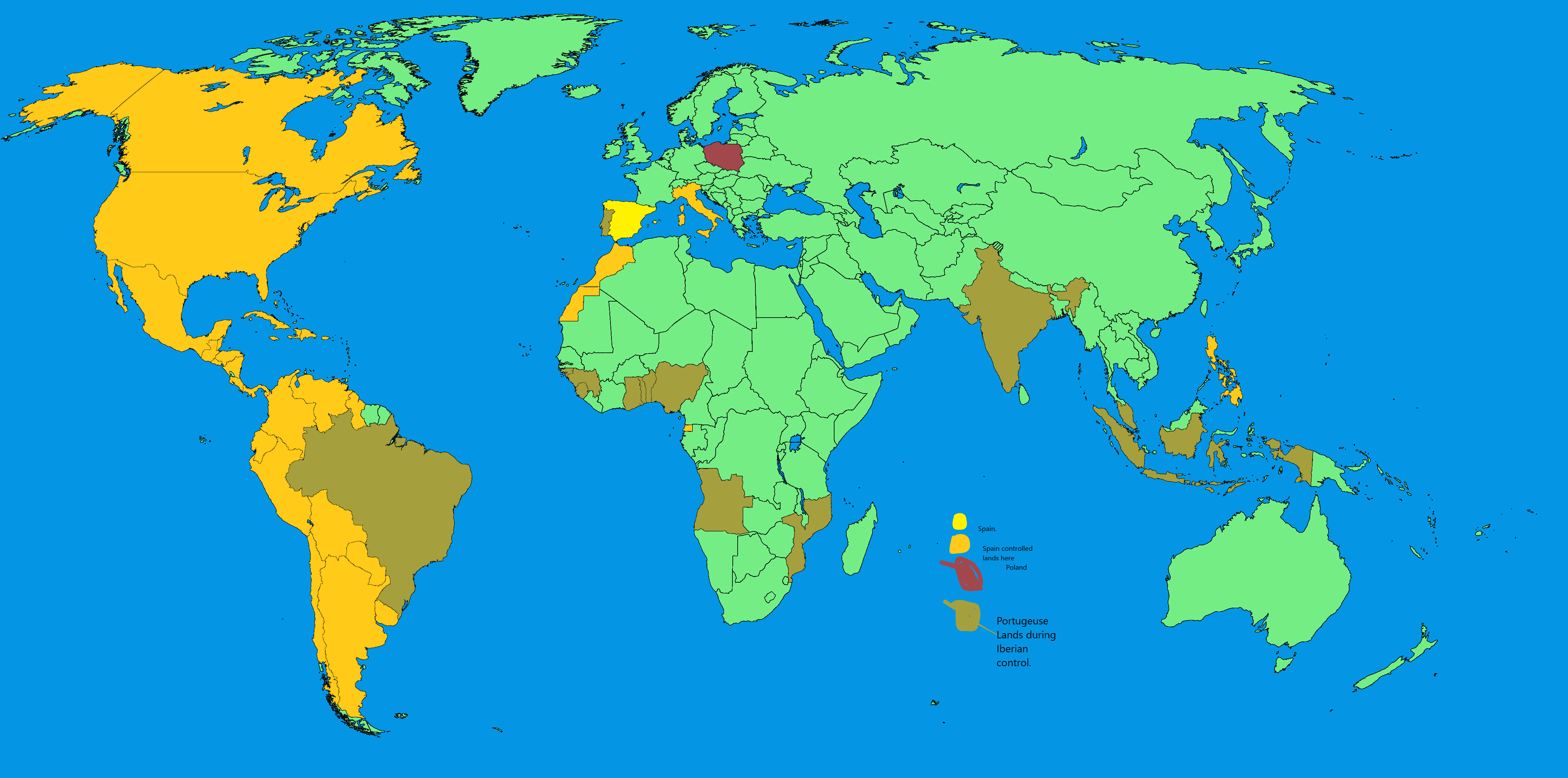 Map of every country Spain took/had land from in some way. r/MapPorn