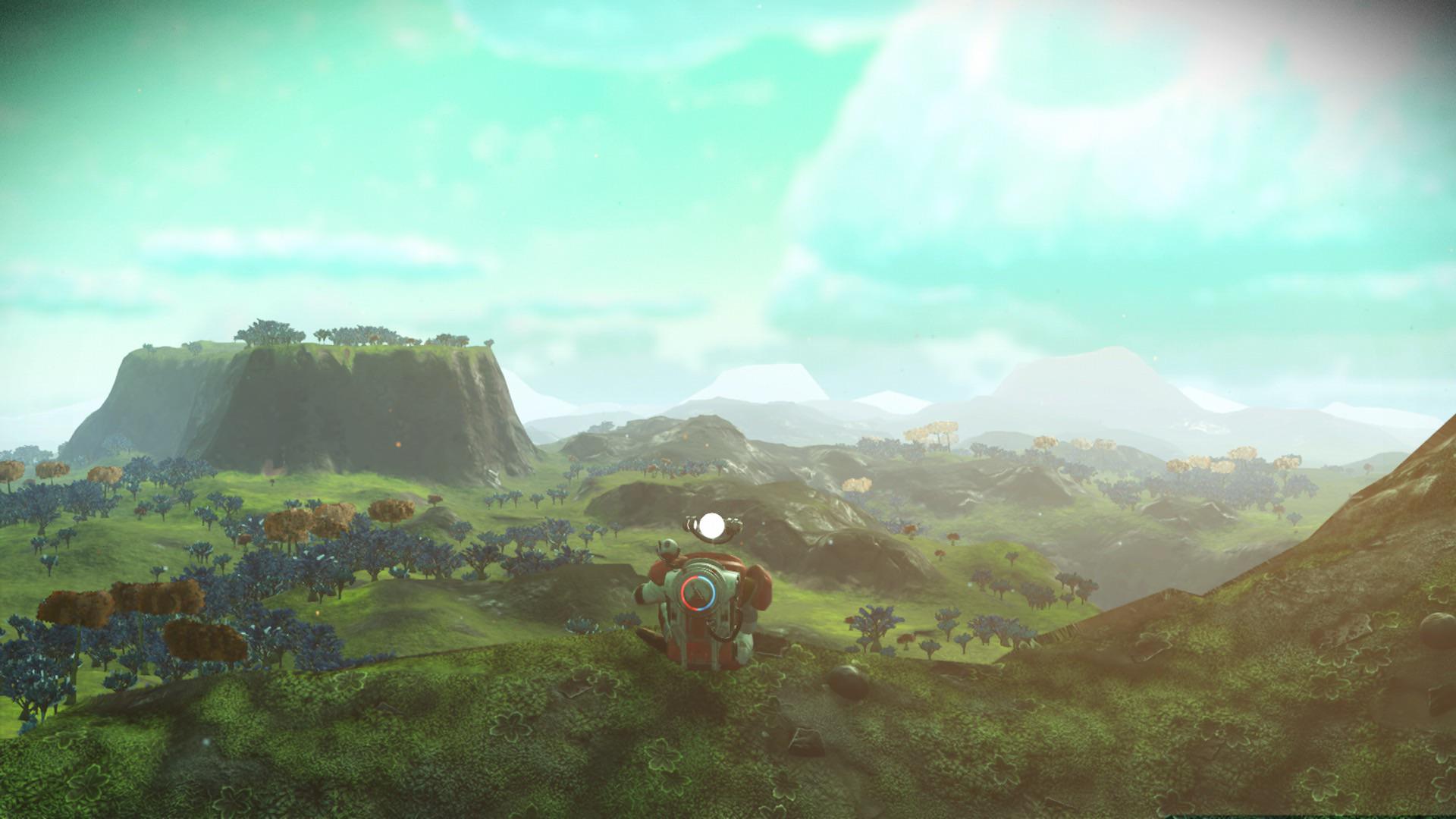 found my first earthlike blue water, green grass, and trees