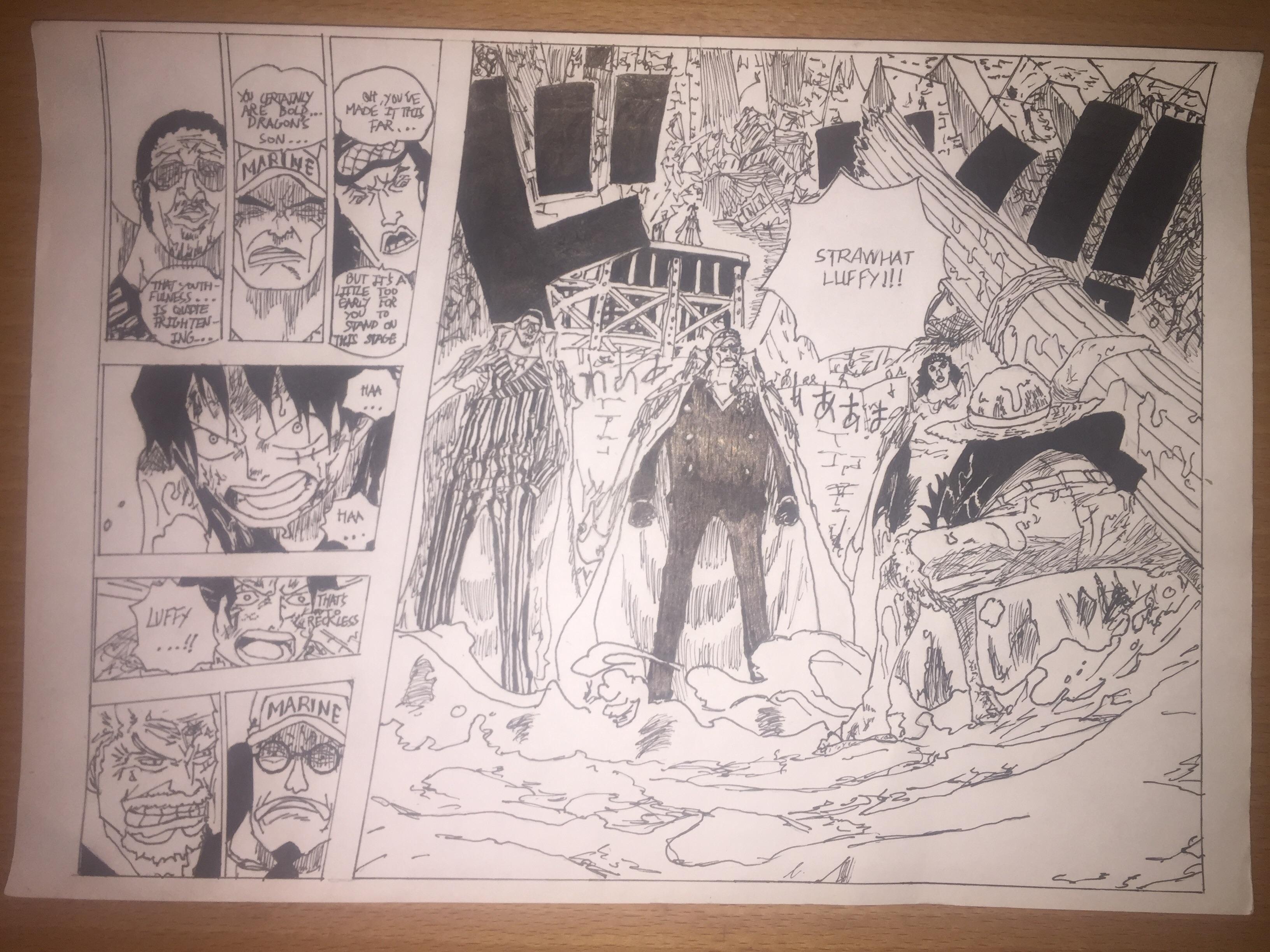 The first manga page I've drawn. Faces are awful on the big panel but I