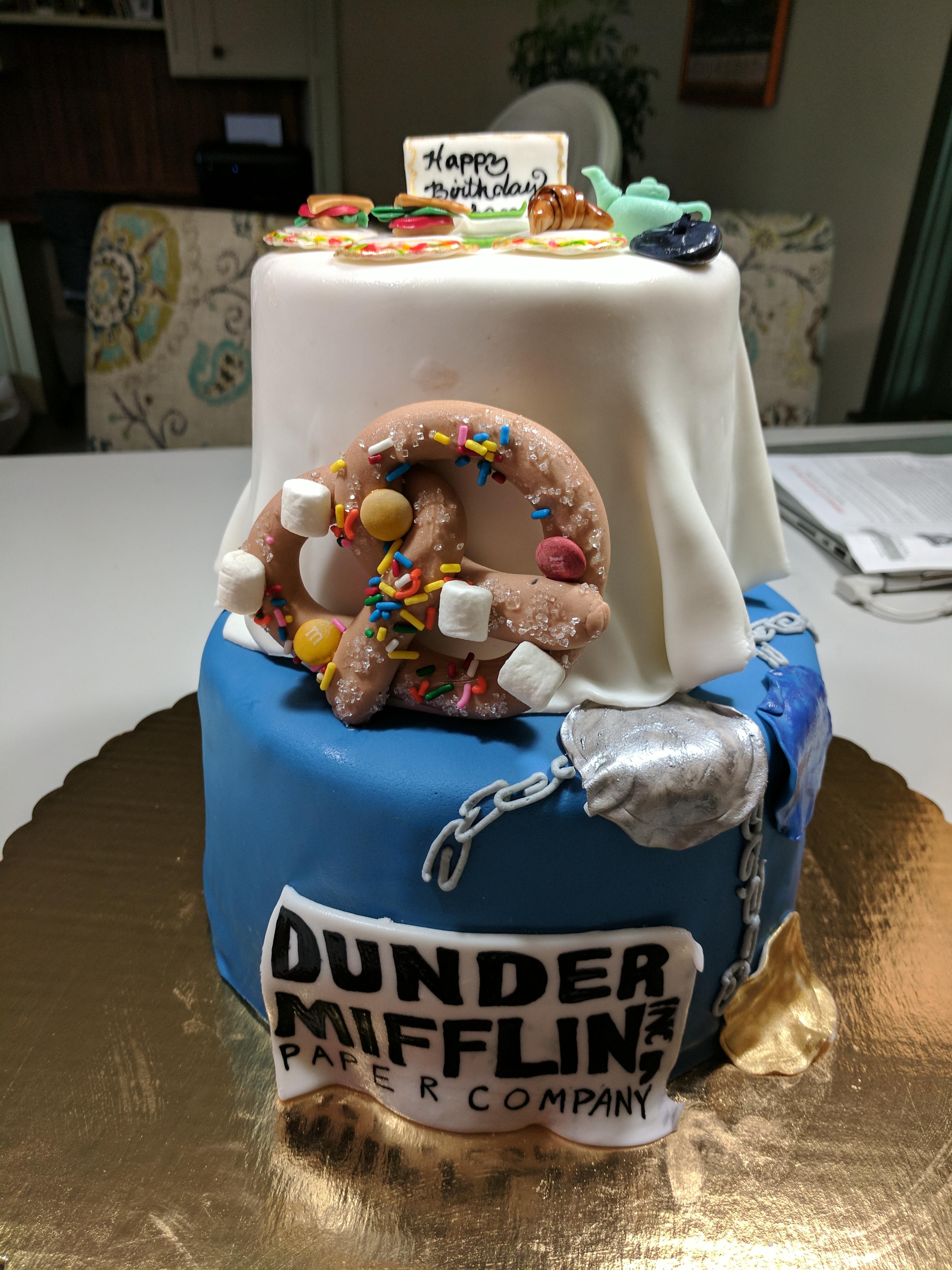 Office themed birthday cake a friend made for me! All fondant, no