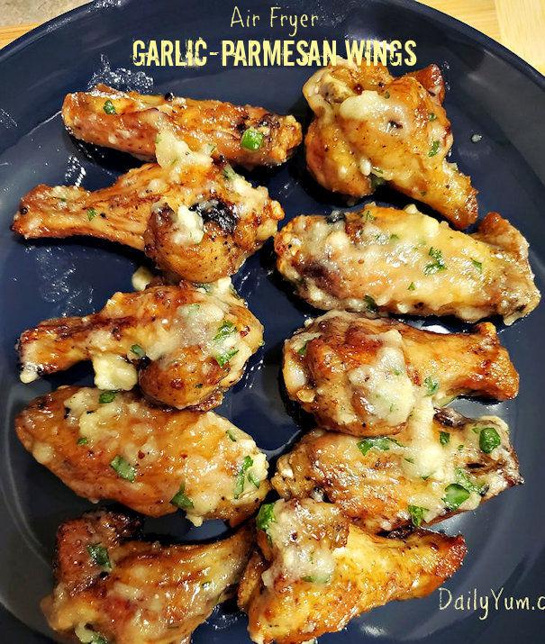 Air fryer chicken wings w/ GarlicParmesan butter. No breading. r/Wings