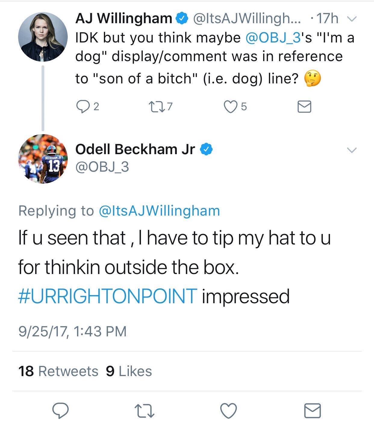 Meaning of Odell’s celebration r/NYGiants