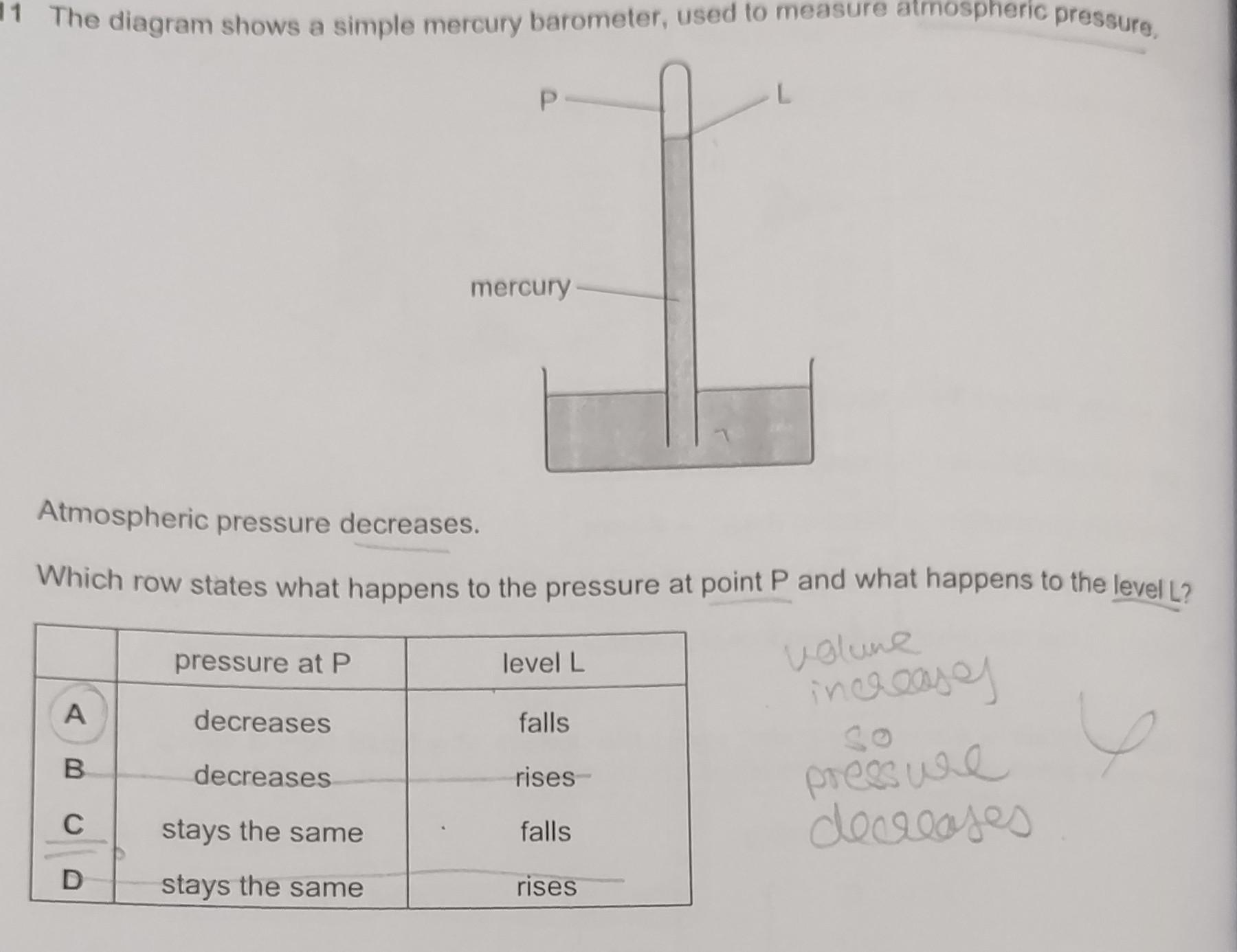 umm why does pressure stay the same?? we will igcse
